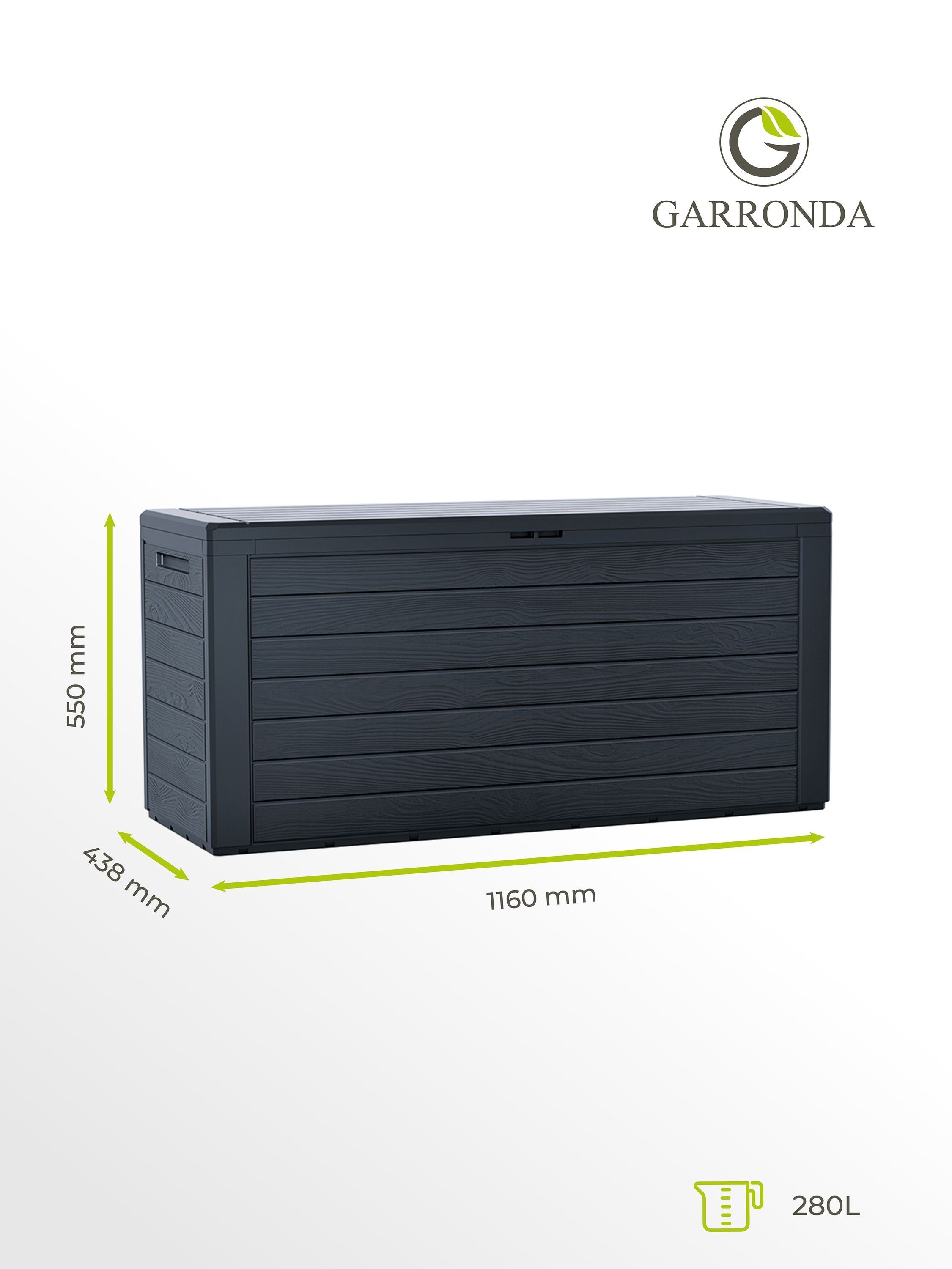 Garronda Kissenbox 280L Gartenbox Gartenruhe GD-0050 Gerätebox Anthrazit