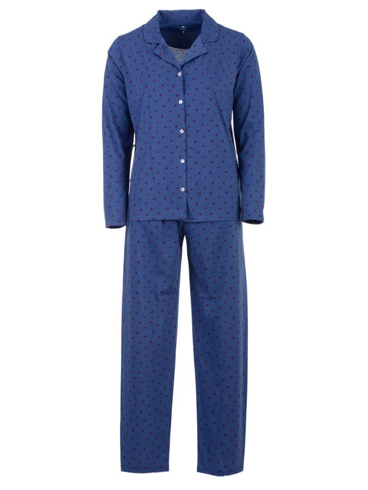 zeitlos Schlafanzug Pyjama Set Langarm - Kussmund blau