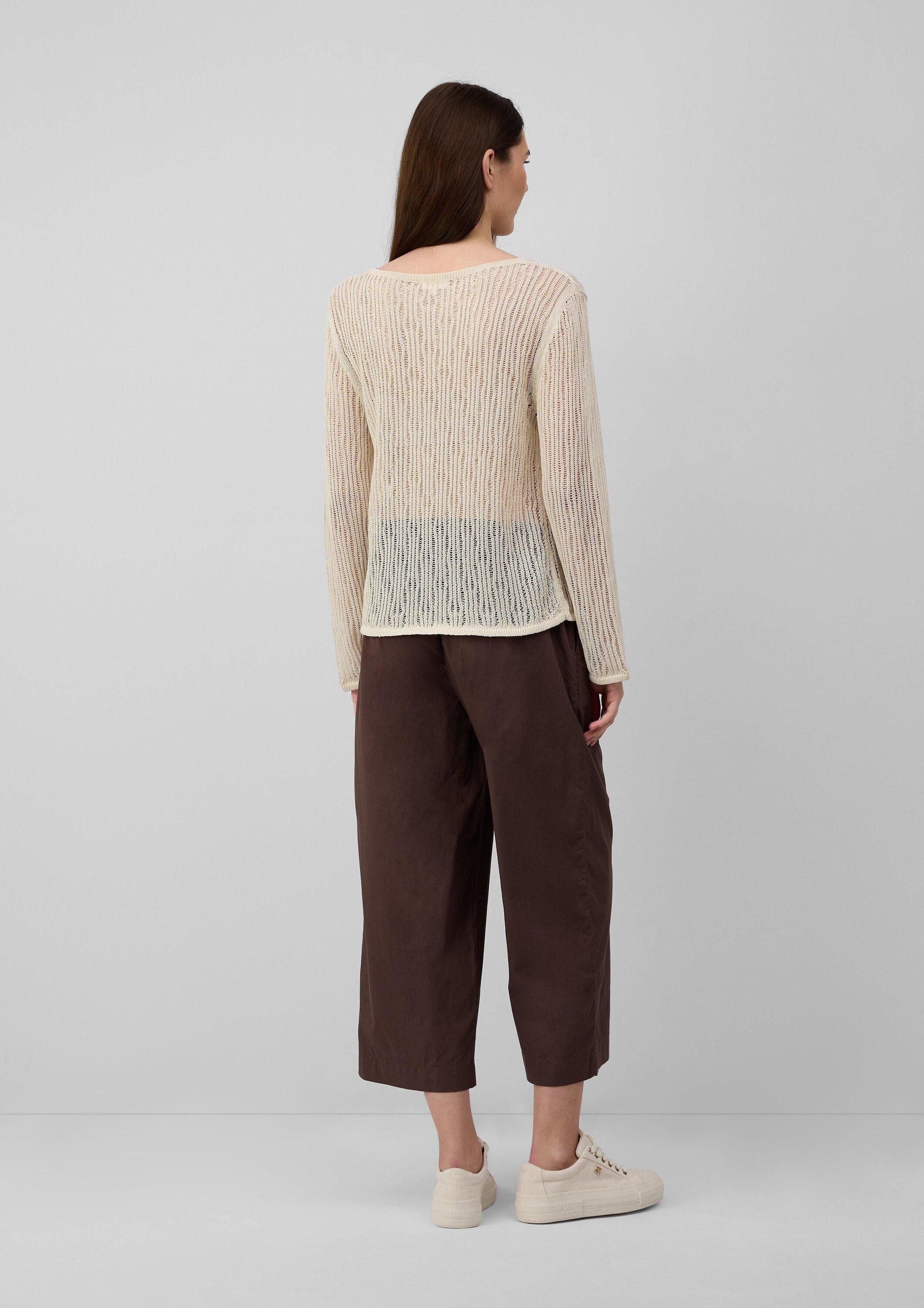 s.Oliver Longpullover Strickpullover Luftiger Strickpullover aus Leinenmix mit Ajourmuster