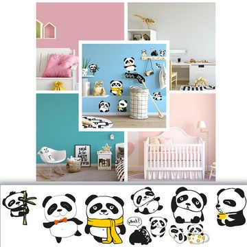 Sunnywall Wandtattoo Panda - Wandtattoo Kinderzimmer Baby Wandaufkleber (6 St), konturgeschnitten