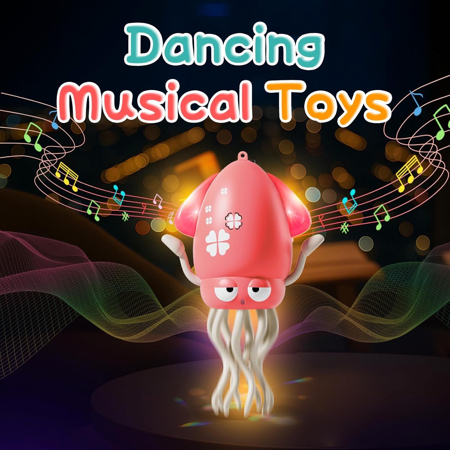 FELIXLEO Lernspielzeug Tanzender krabbelnder Oktopus LED Musik interaktives Spielzeug Rot (1-St)