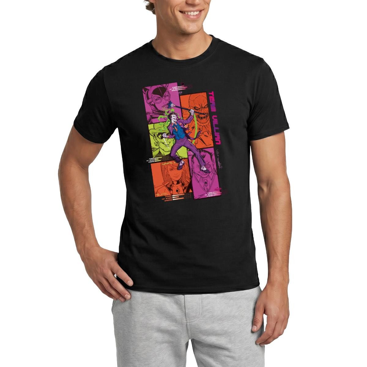 T-Shirt Batman Team Villain Mit Joker Und Comic-Panels Männer T-Shirt