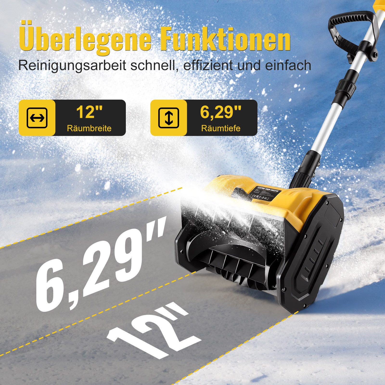 CONENTOOL Akku-Schneefräse Tragbare Elektrische Schneefräse, 28 cm Arbeitsb günstig online kaufen