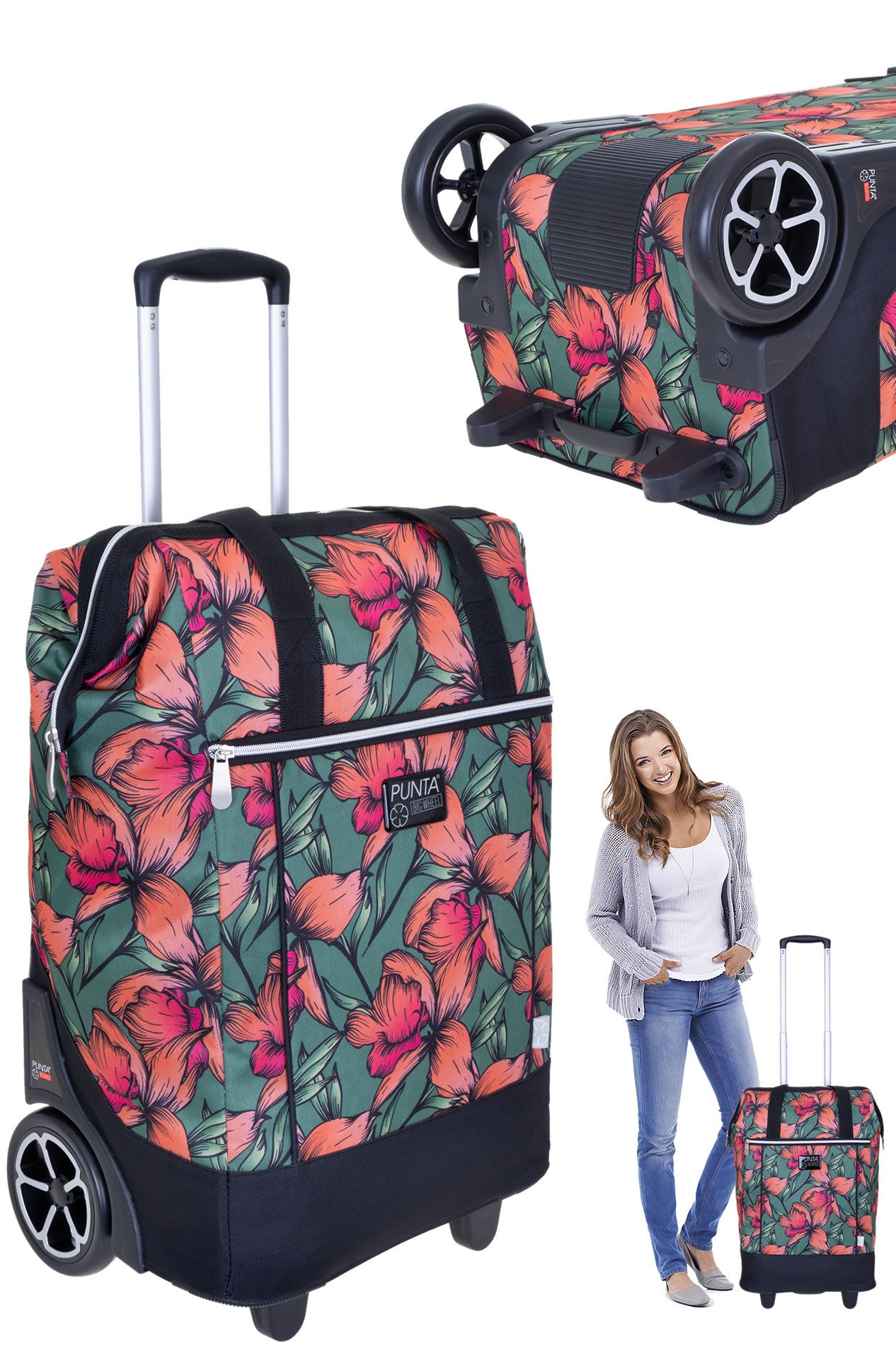 PUNTA Einkaufstrolley Big Wheel große Räder 40 Liter Einkaufsroller, Trolley Shopper Einkaufskorb Einkaufstrolly 10303 + Thermo Tasche