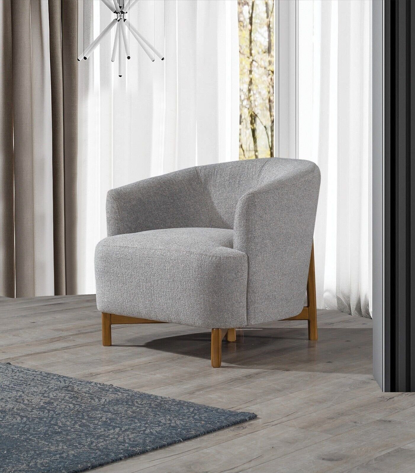Sofagarnitur in Sessel), Europa Made Textil Sofa 2x JVmoebel 3 SOFORT, Holz 3+3+1 Couchen Grau Sitzer Wohnzimmer-Set Sofa (2-St., Set / Sitzer