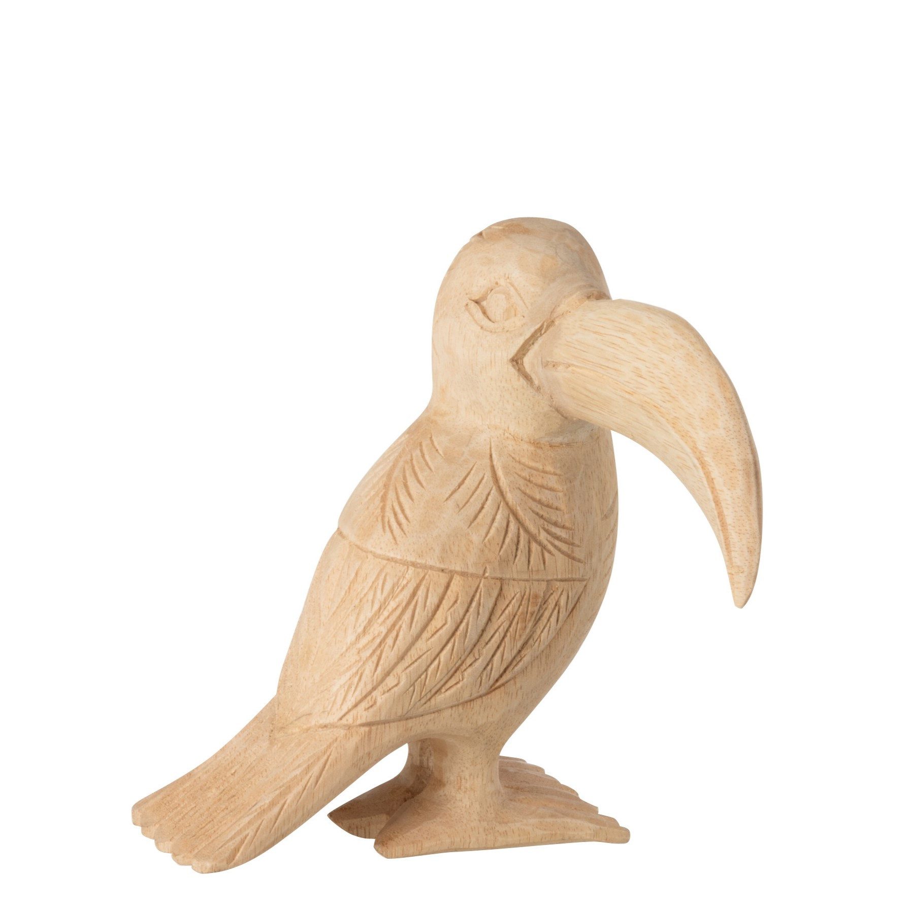 J-line Tierfigur Tukan Figur aus Holz natur geschnitzt Boho (1 St), Vogel ideal als Dekofigur im Boho Stil
