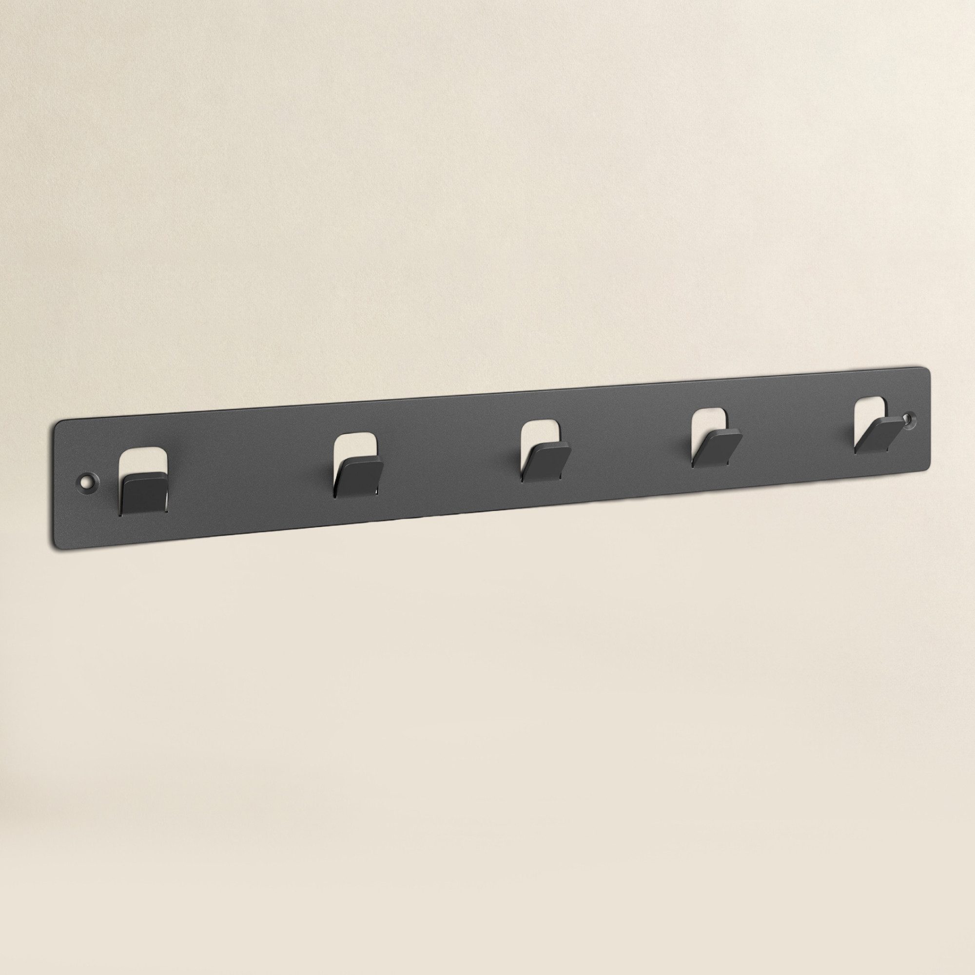 doporro Garderobenleiste Wandgarderobe Hakenleiste mit 5 Haken aus Kohlenstoffstahl Stalo-14, Mit 5 Haken