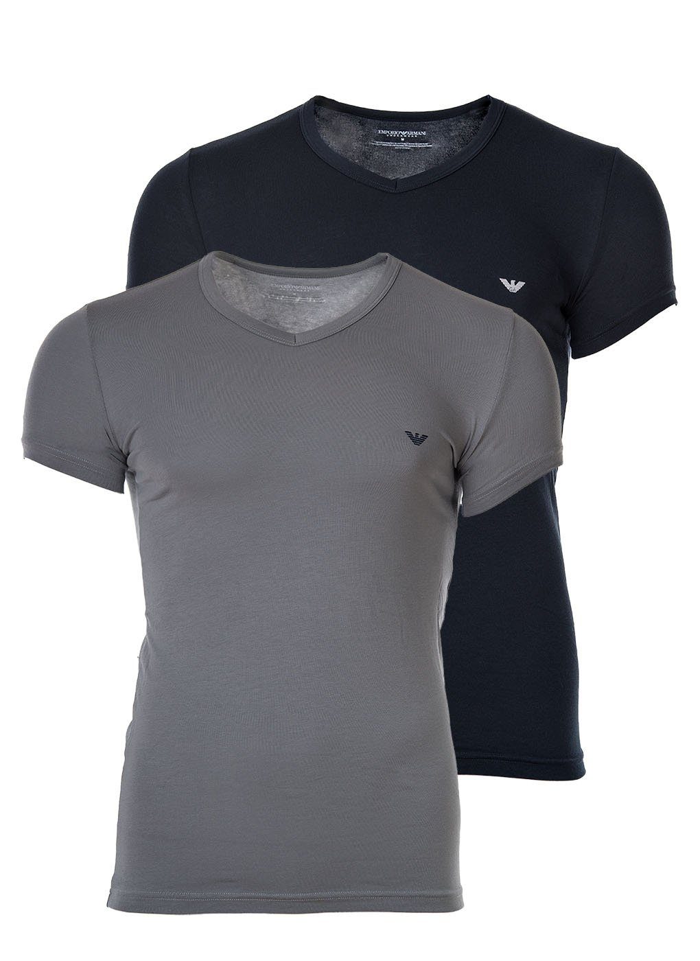Emporio Armani T-Shirt Herren T-Shirt 2er Pack - V-Neck, V-Ausschnitt grau/marine