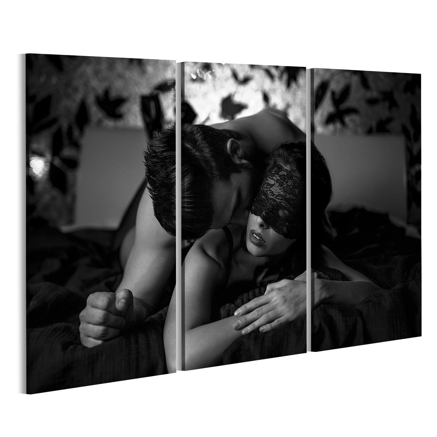 islandburner Leinwandbild Bild auf Leinwand Sexy Paar Im Bett Vorspiel  Schwarz Und Weiß Mit Jun