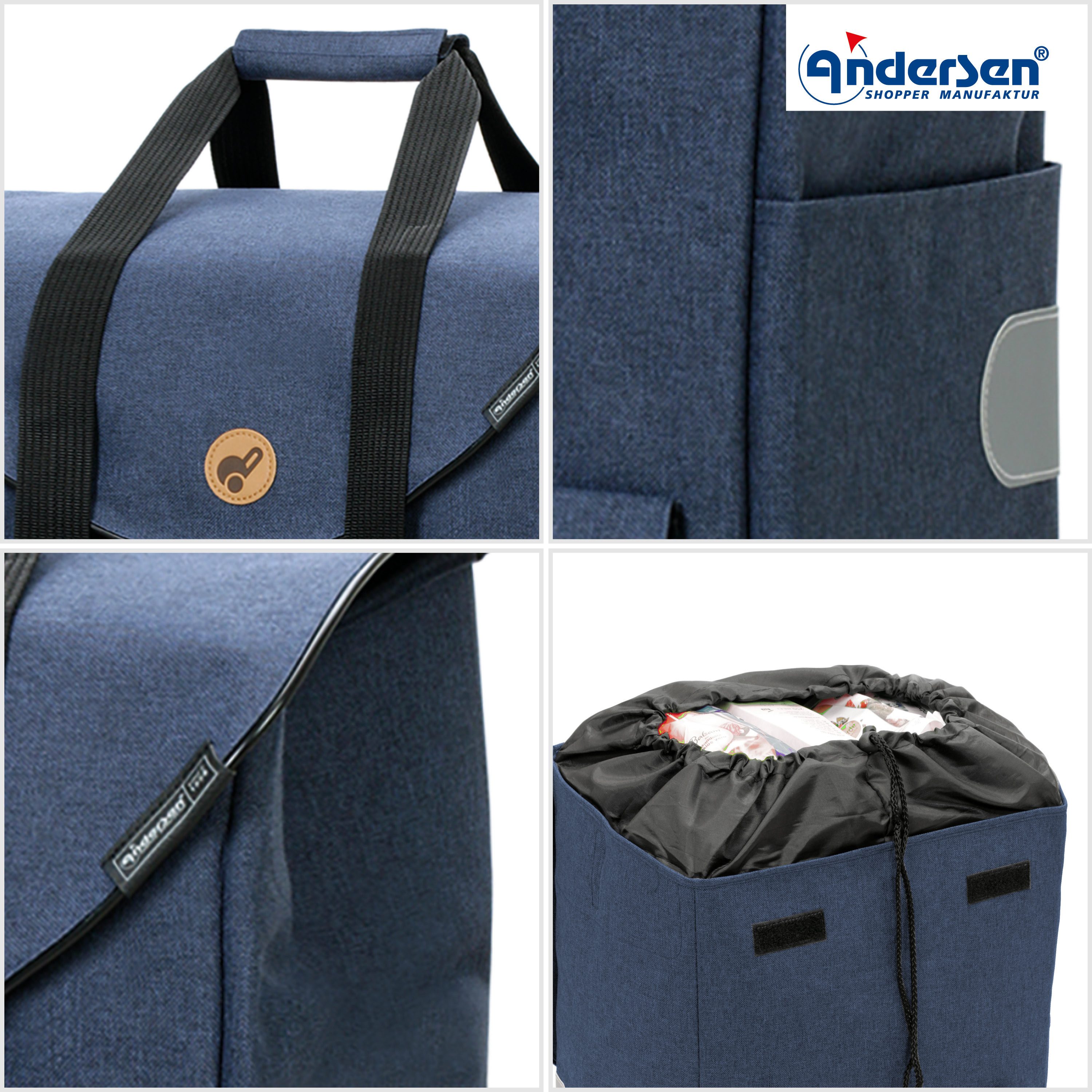 Andersen Einkaufstrolley Tasche Jacob blau, wasserabweisend