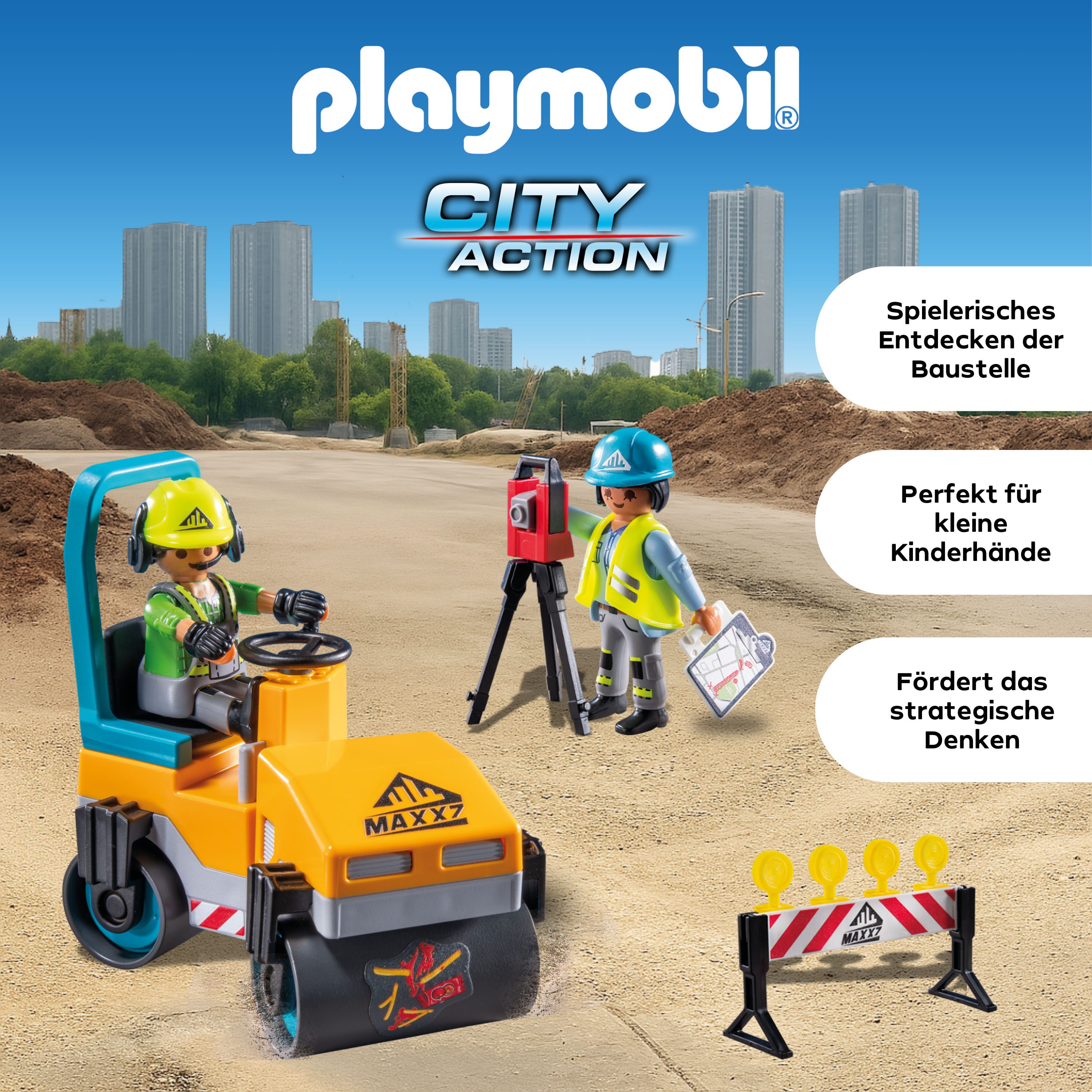 Playmobil® Straßenbaustelle (71751), Playmobil Action Heroes Konstruktions-Spielset, (43 St)