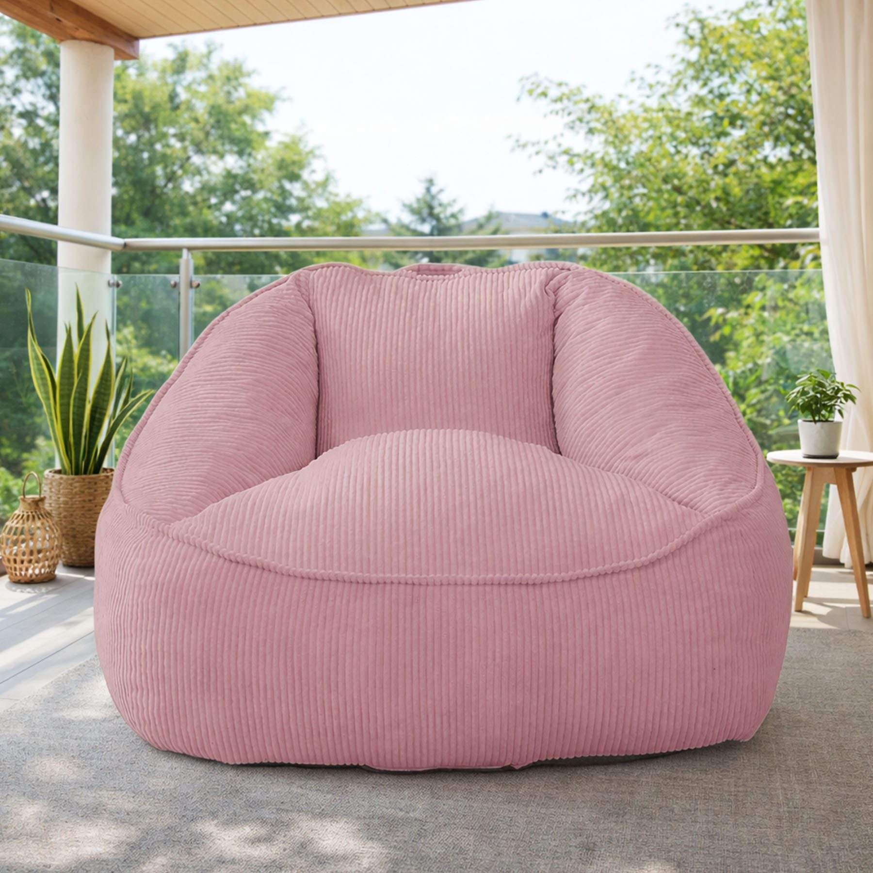 HomeMiYN Sitzsack Weicher Riesen Sitzsack aus Cord – Sessel fürs Wohnzimmer „Birne“