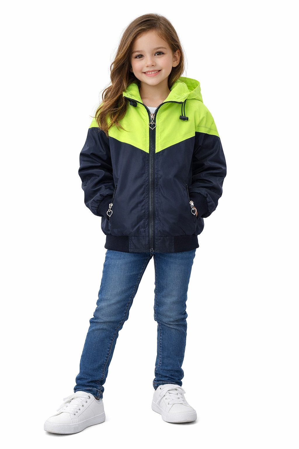Girls Fashion Allwetterjacke Übergangsjacke mit Kapuze Kinder Jacke MH7273