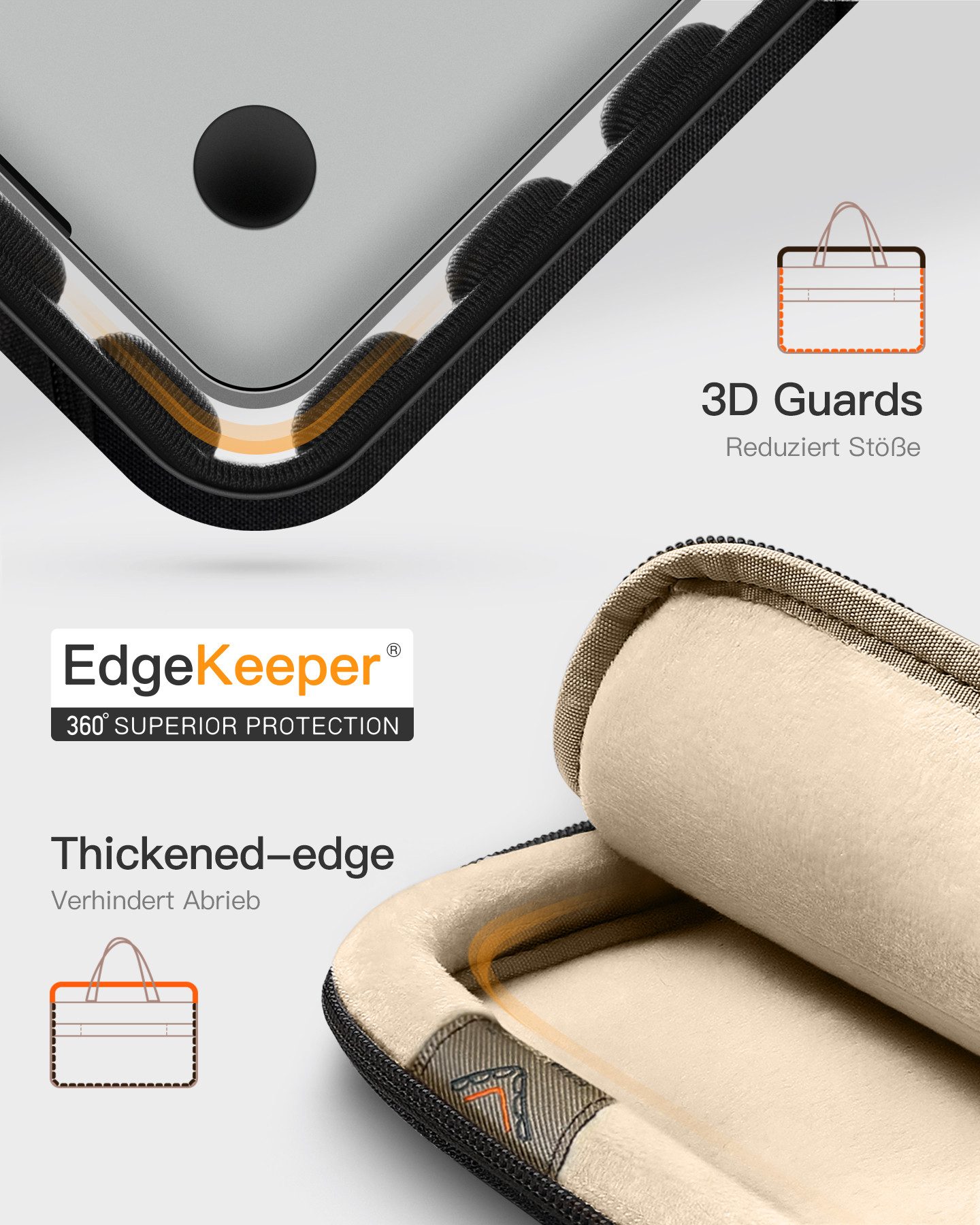 Inateck Laptoptasche 360° Rundumschutz Große Kapazität, für 13-14 Zoll Lapt günstig online kaufen