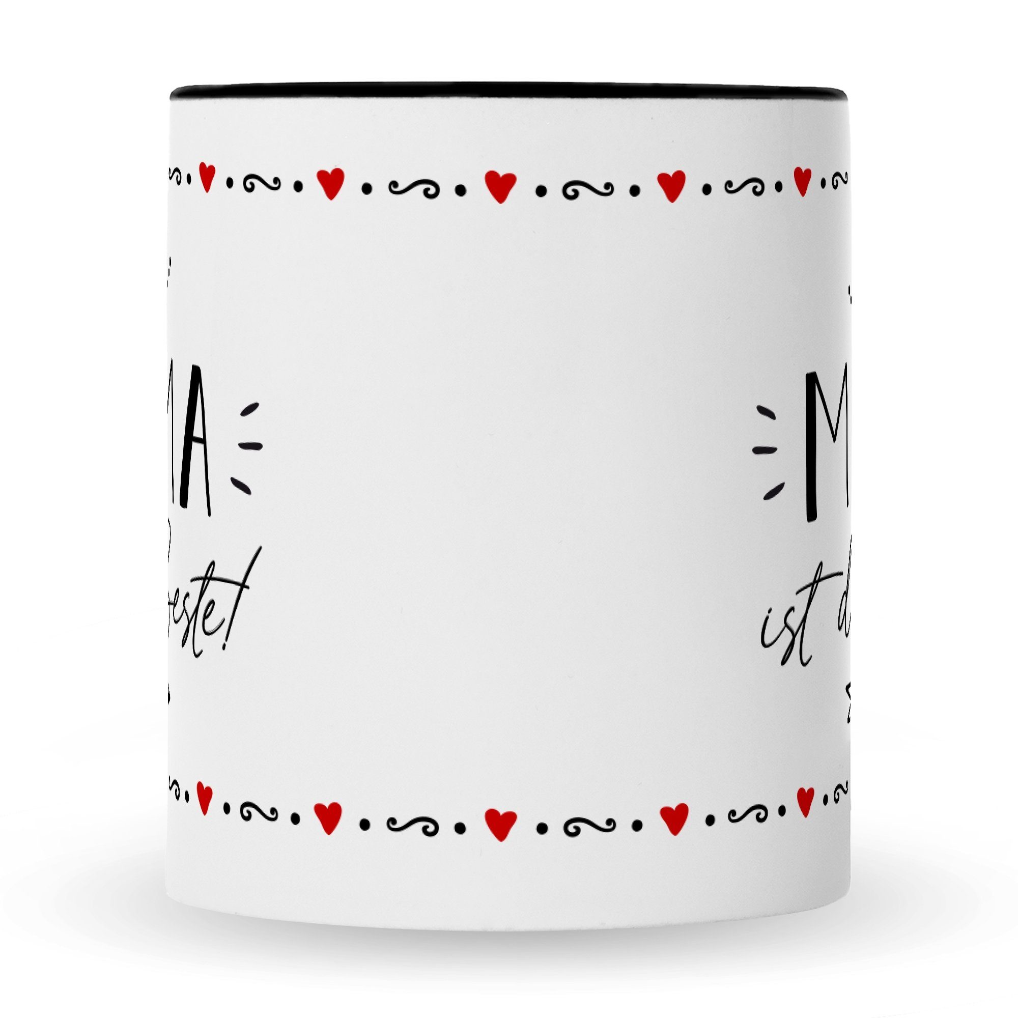 GRAVURZEILE Tasse mit Spruch Mama ist die Beste!, Keramik, Farbe: Schwarz & Weiß