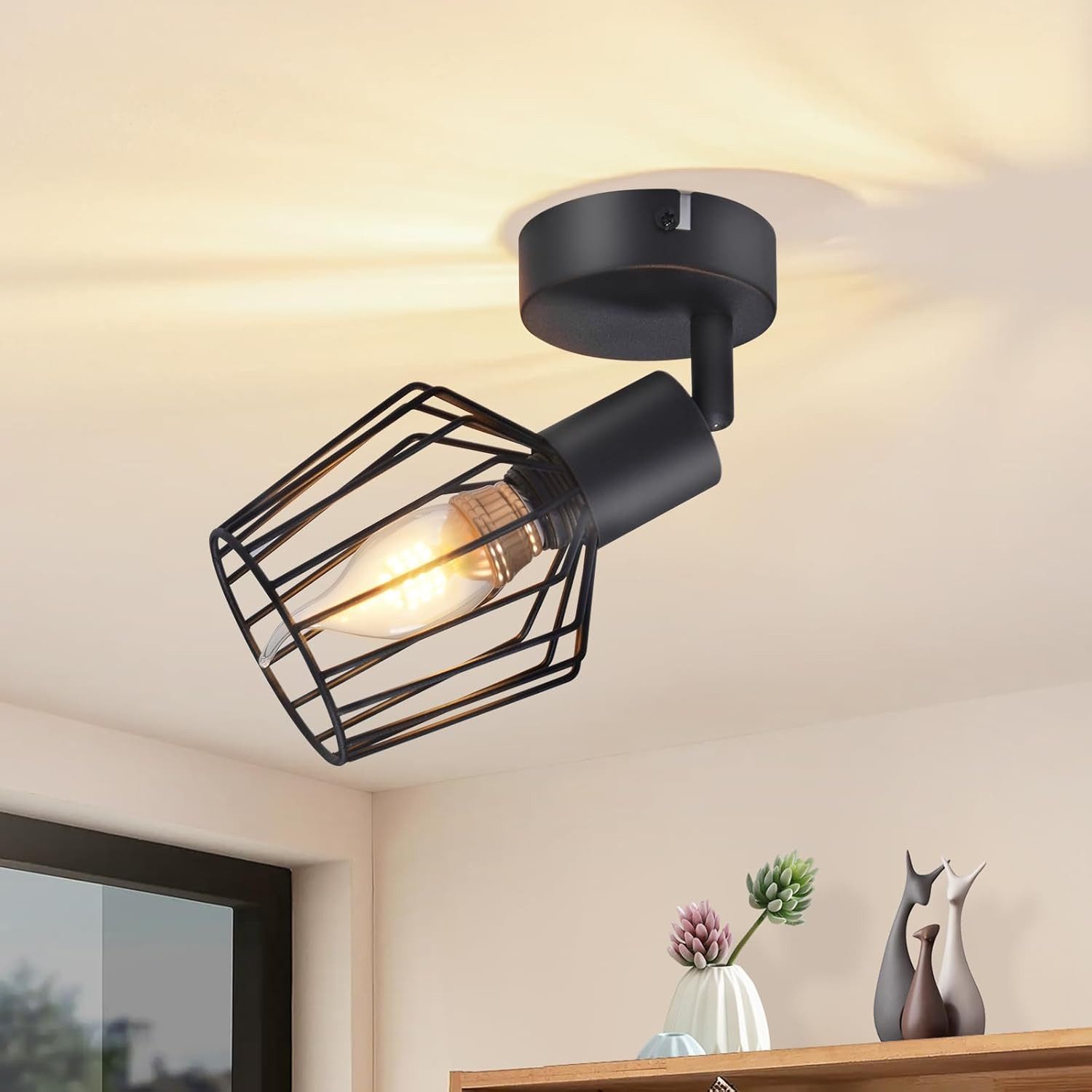 Nettlife Deckenstrahler Vintage Schwarz/Weiß 1/2/3/4/6 Flamming E14 industr günstig online kaufen