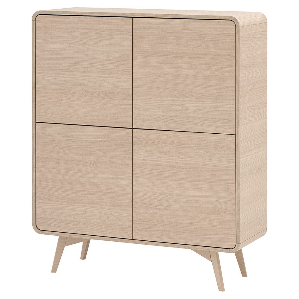 Lomadox Wohnwand TULSA-61, (2-St., Highboard Lowboard), minimalistische Möbel in Eiche Dekor, Push-to-Open, Softclose