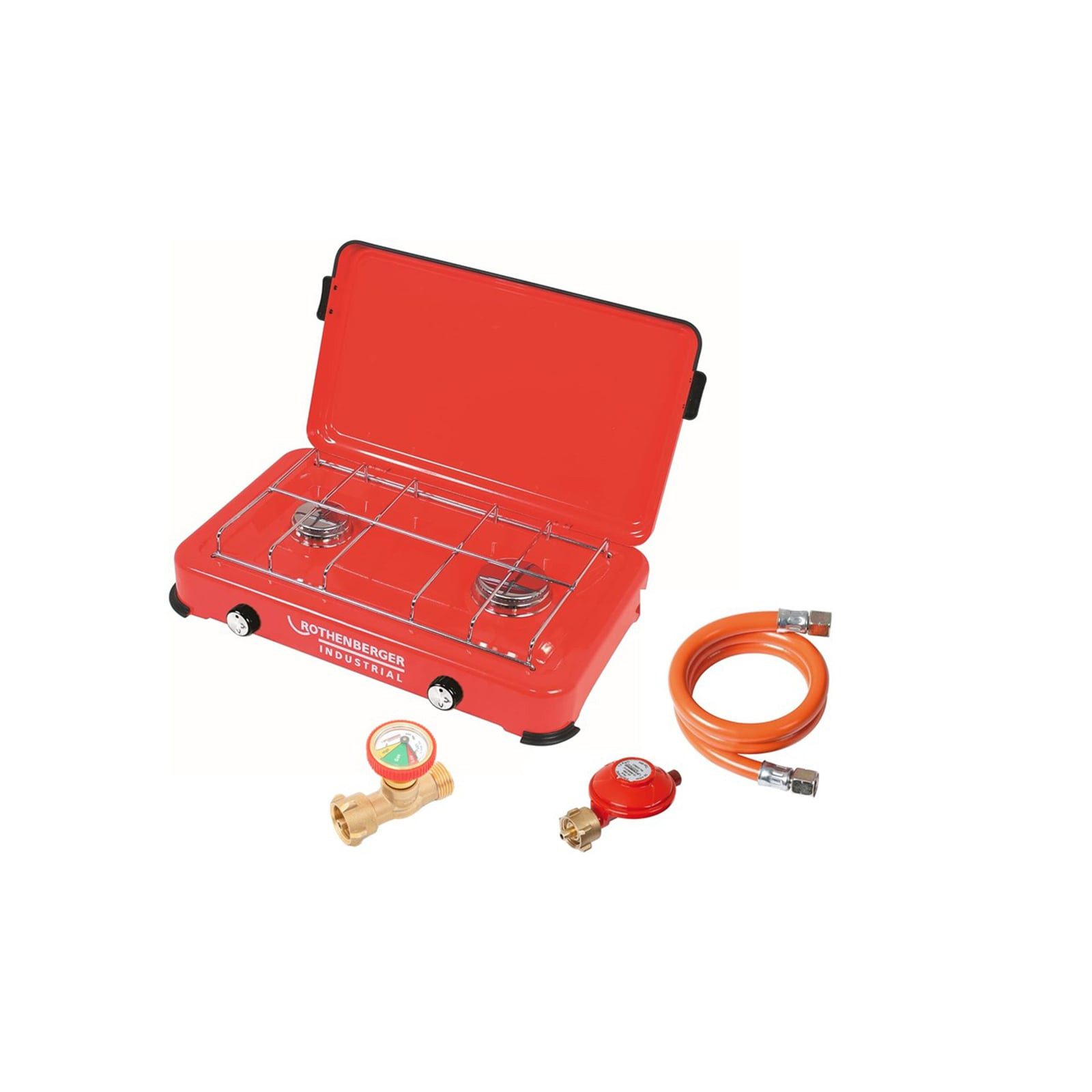 Rothenberger Industrial Camping-Gas ROTHENBERGER Industrial Duo Campingkocher inkl. Schlauch & Regler mit