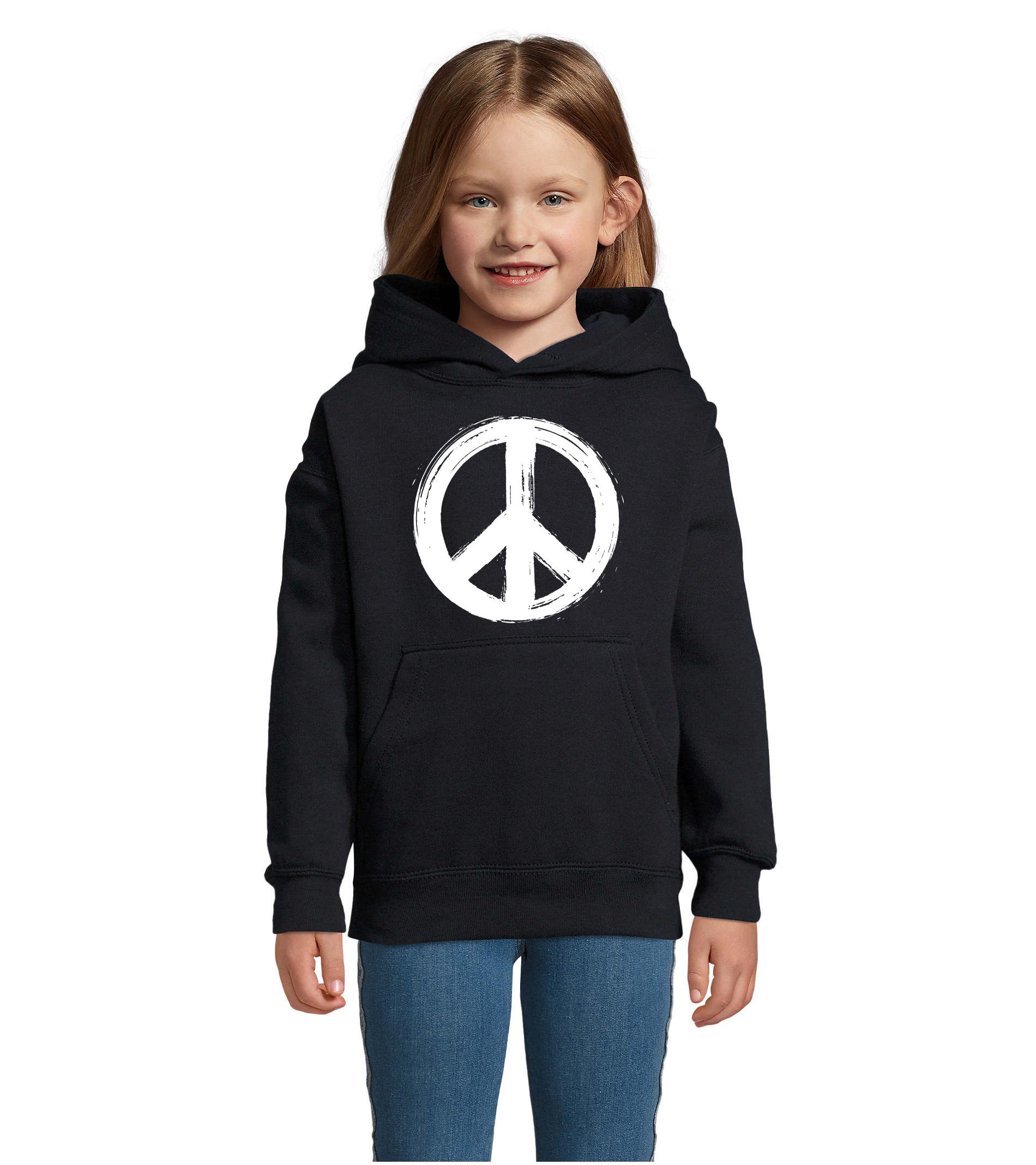 Hoodie Peace Symbol Kinder Hoodie Friedenszeichen Peace Print Rundhals Mode