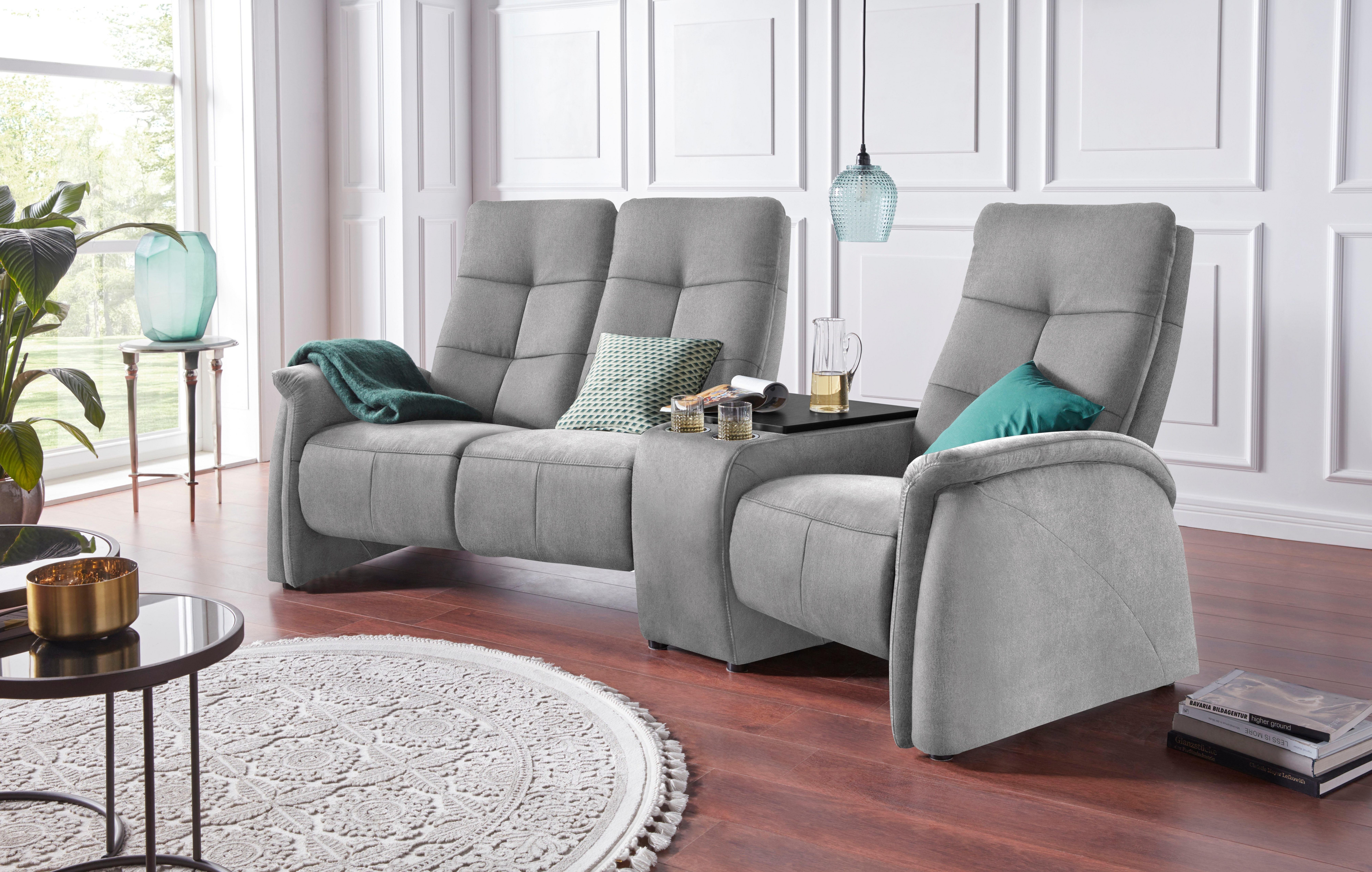 exxpo - sofa fashion 3-Sitzer Tivoli, Kinosofa mit Relaxfunktion, mit Ablagetisch und Stauraum, bequem und komfortabel, hohe Rückenlehne