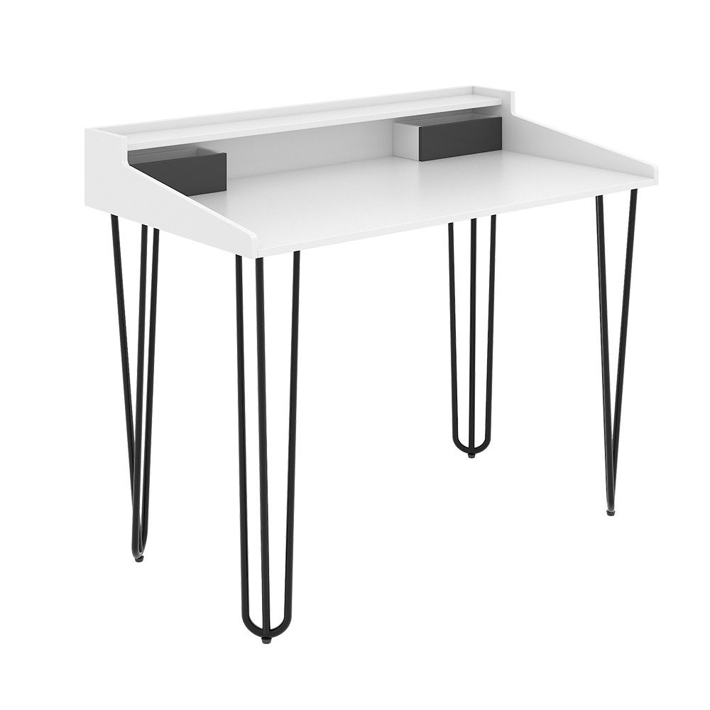 Vicco Schreibtisch Sannar, Weiß/Schwarz, 110 x 60 cm mit Schubladen günstig online kaufen