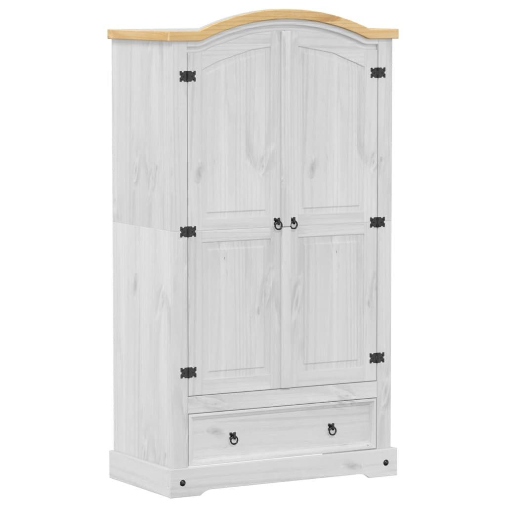 vidaXL Kleiderschrank Kleiderschrank Corona Weiß 102x52x186 cm Massivholz Kiefer (1-St)