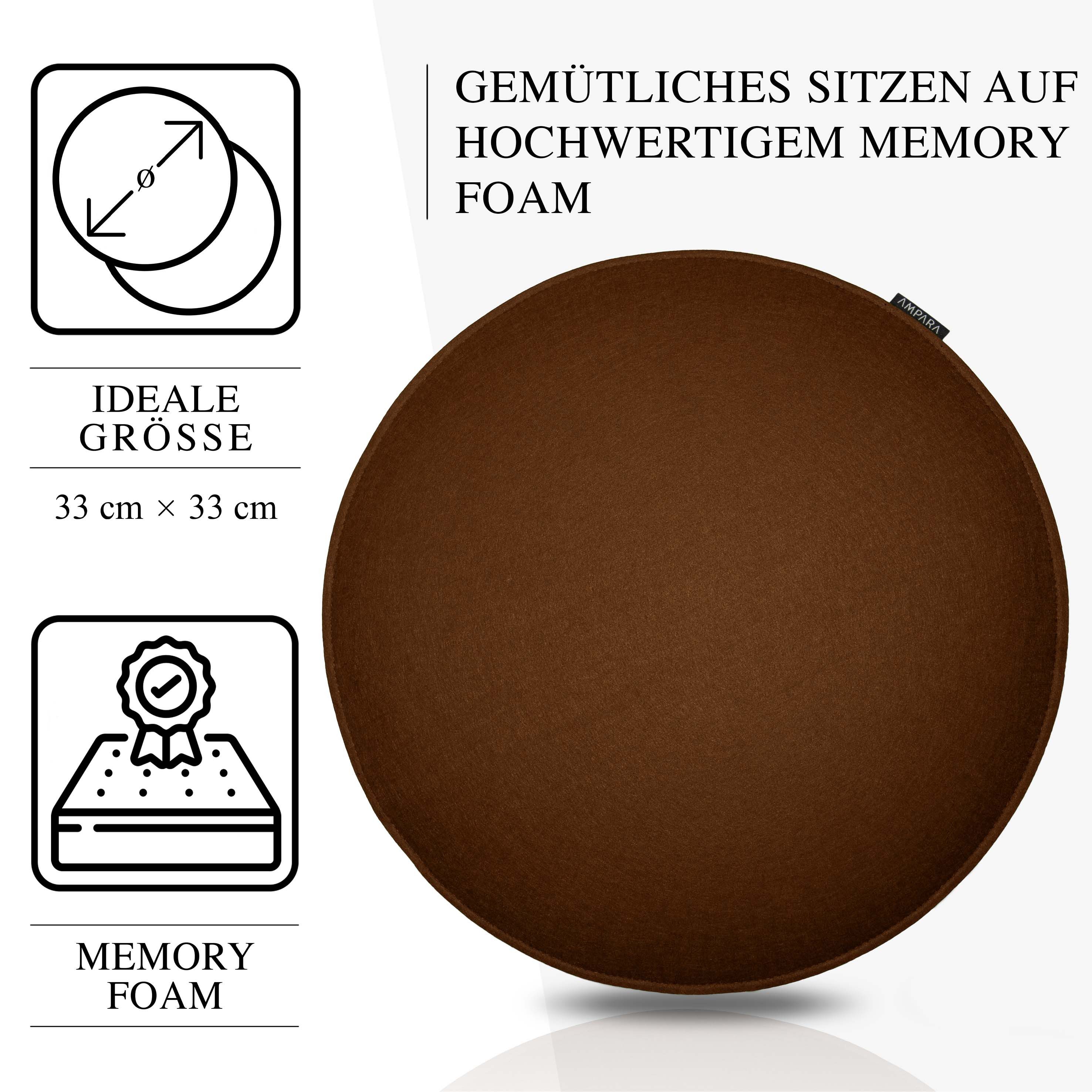 AMPARA Stuhlkissen rund 33 cm - 4er Set - für Stuhl, Bank, Lounge etc., Rut günstig online kaufen
