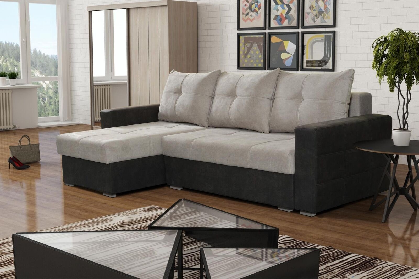 JVmoebel Ecksofa, Luxus Ecke Couch L-Form Edel Modern Sofas Italien Möbel Textil Beige | Ecksofas