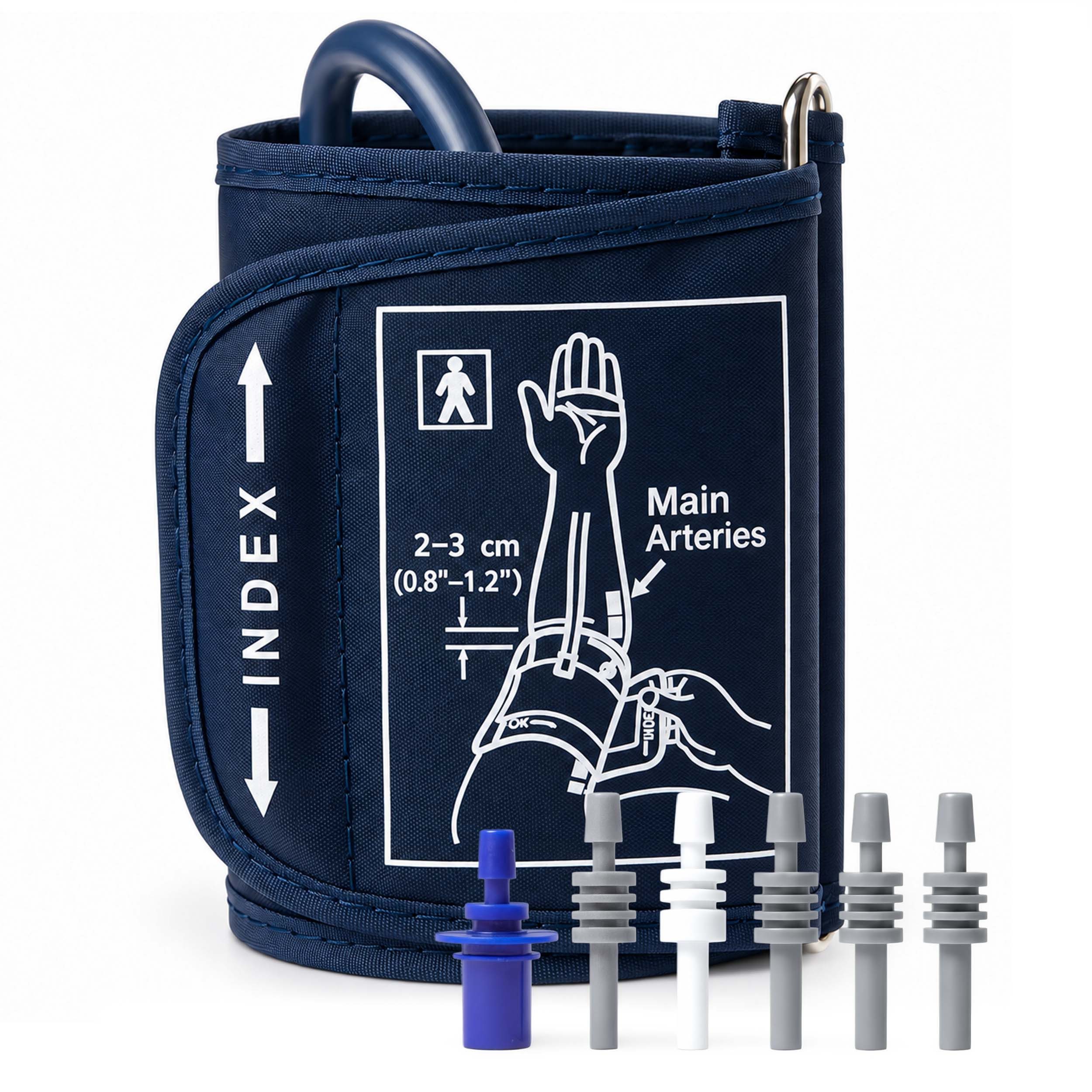 pulox Blutdruckmessgerät Blutdruckmanschette 15-24 cm Universal Einschlauch + 6 Adapter