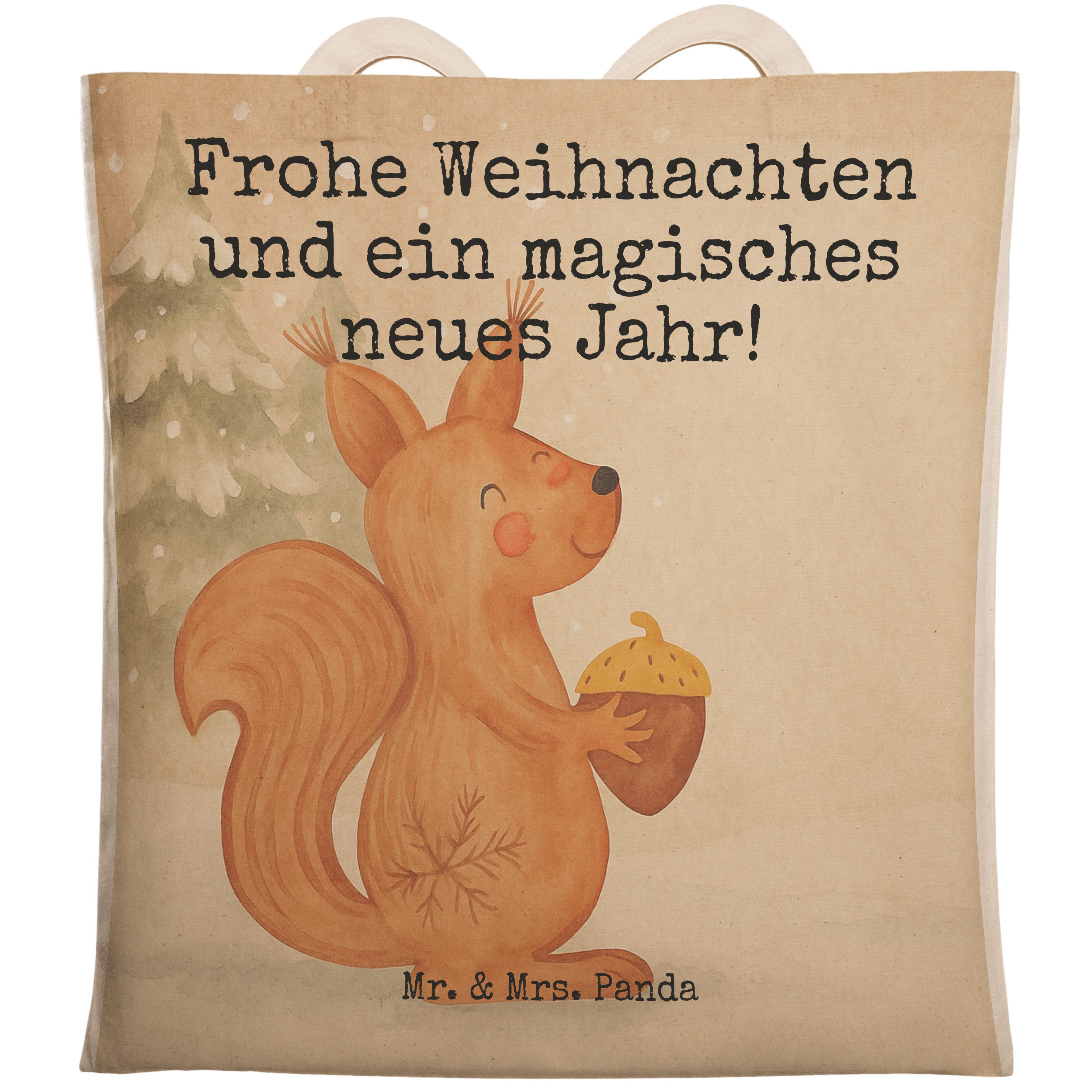 Tragetasche Eichhörnchen Weihnachten Design, shopping bag, Weiß, Weihnachtsmotiv