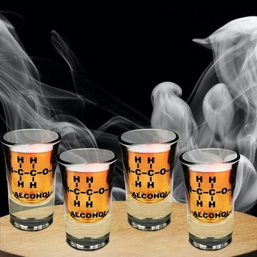 Mad Monkey Gläser-Set Shotgläser mit Alkoholformel, 4er Set, Mad Monkey