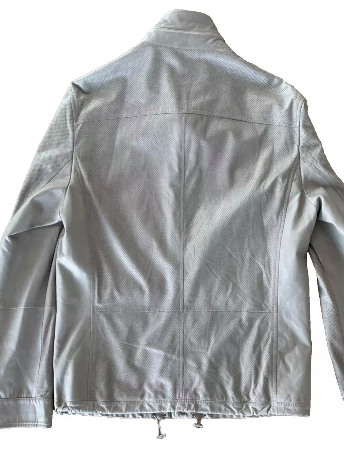 BRUNELLO CUCINELLI Lederjacke Perforierte Safari-Stil Blouson Jacke Zwei-Wege-Reißverschluss, Elastischer Kordelzug, Cupro-Fütterung