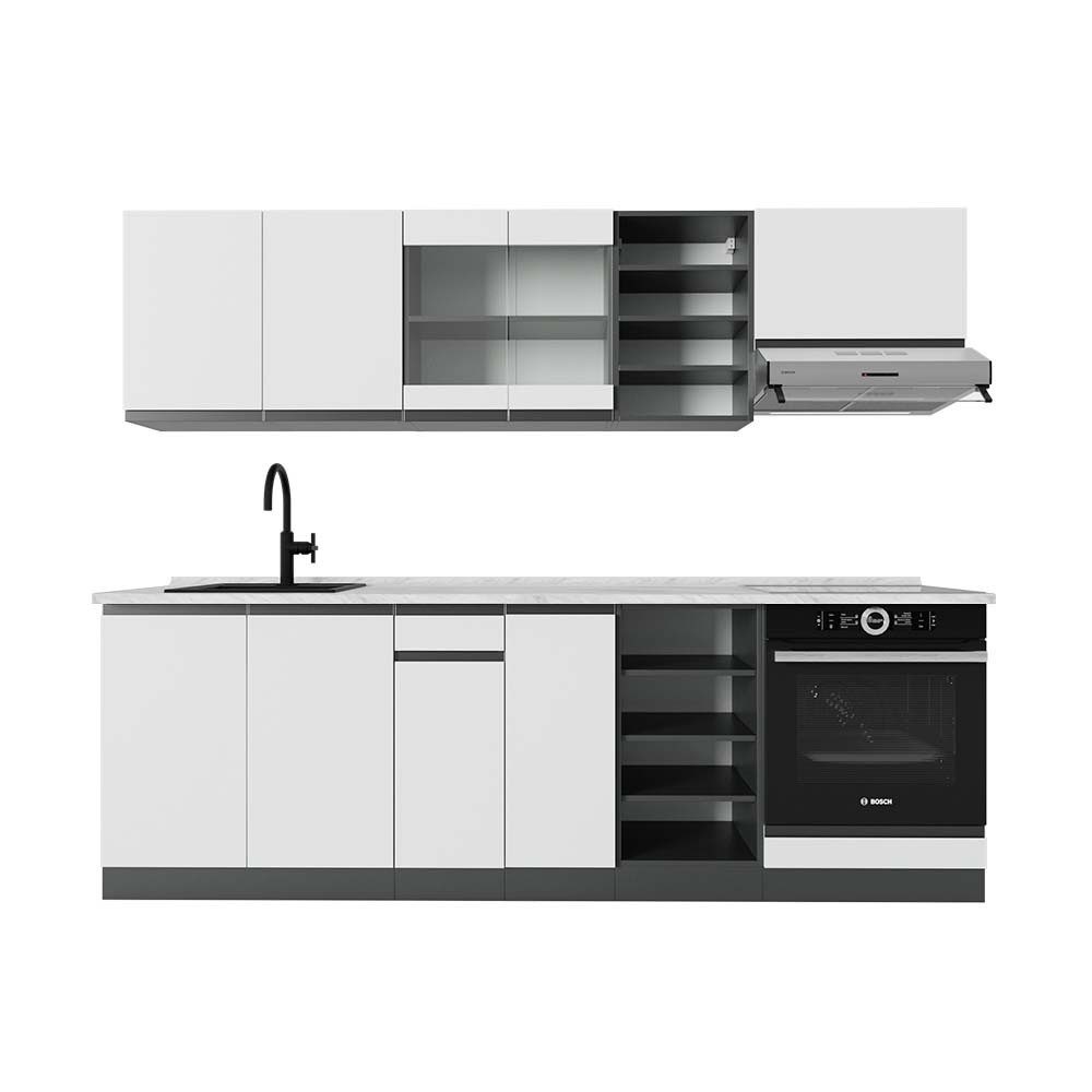 Vicco Küchenzeile R-Line, Weiß/Anthrazit, 240 cm, günstig online kaufen
