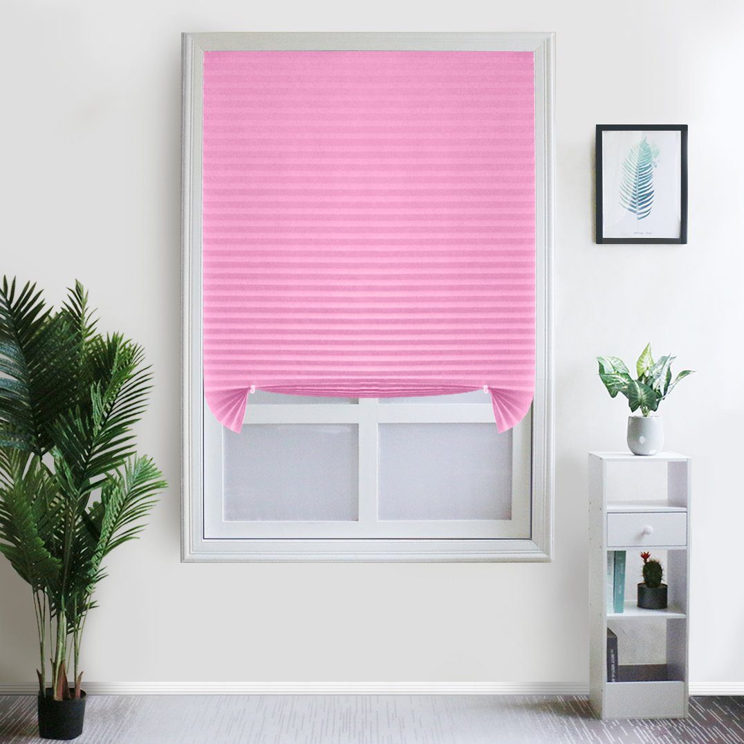 selbstklebende, Fensterfolie, Rosa Plissee, Plissee HOMEIDEAS, verdunkelnd,