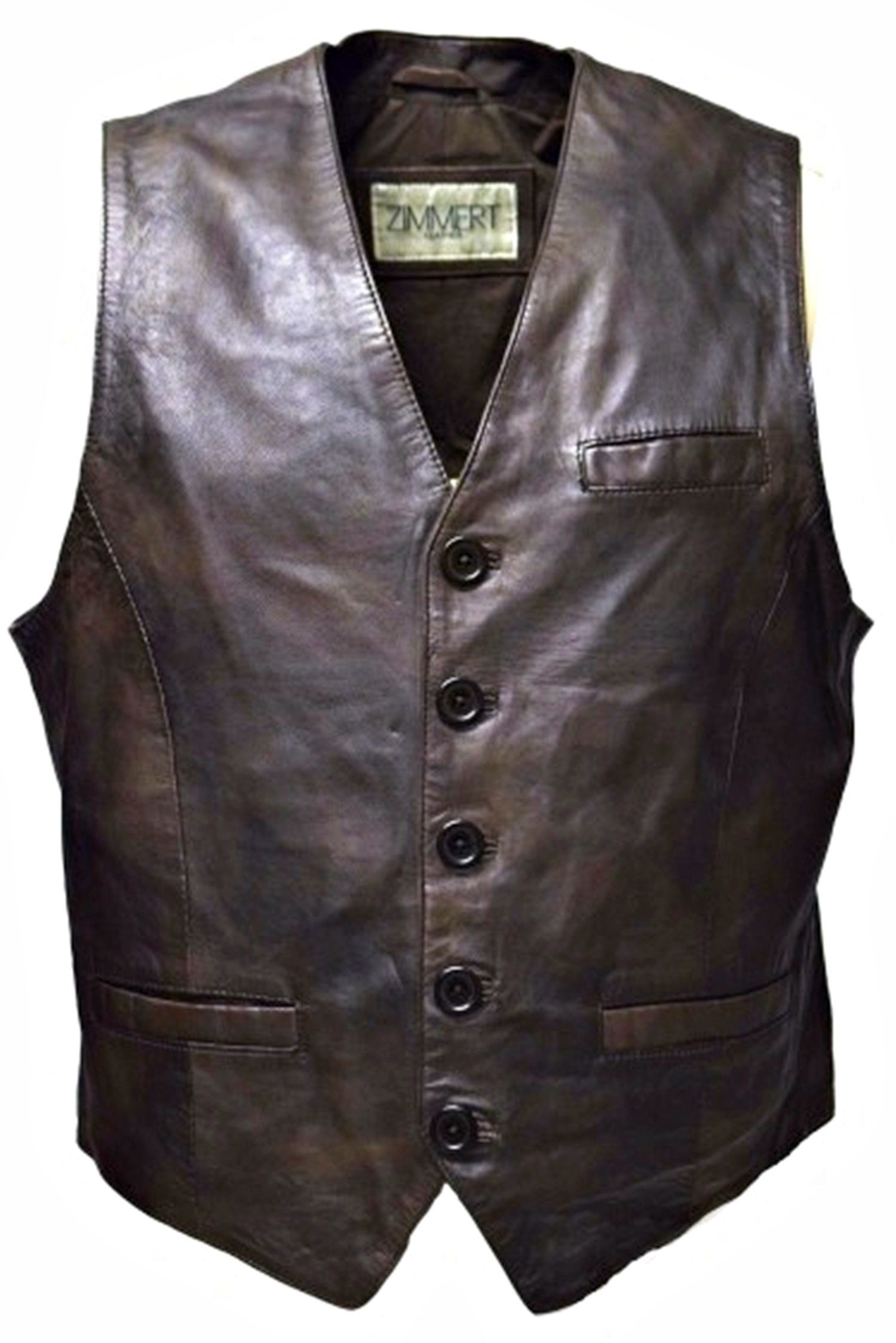 Zimmert Leather Lederweste Nico mit praktischen Taschen, besonders weiches  Leder, Braun, Cognac
