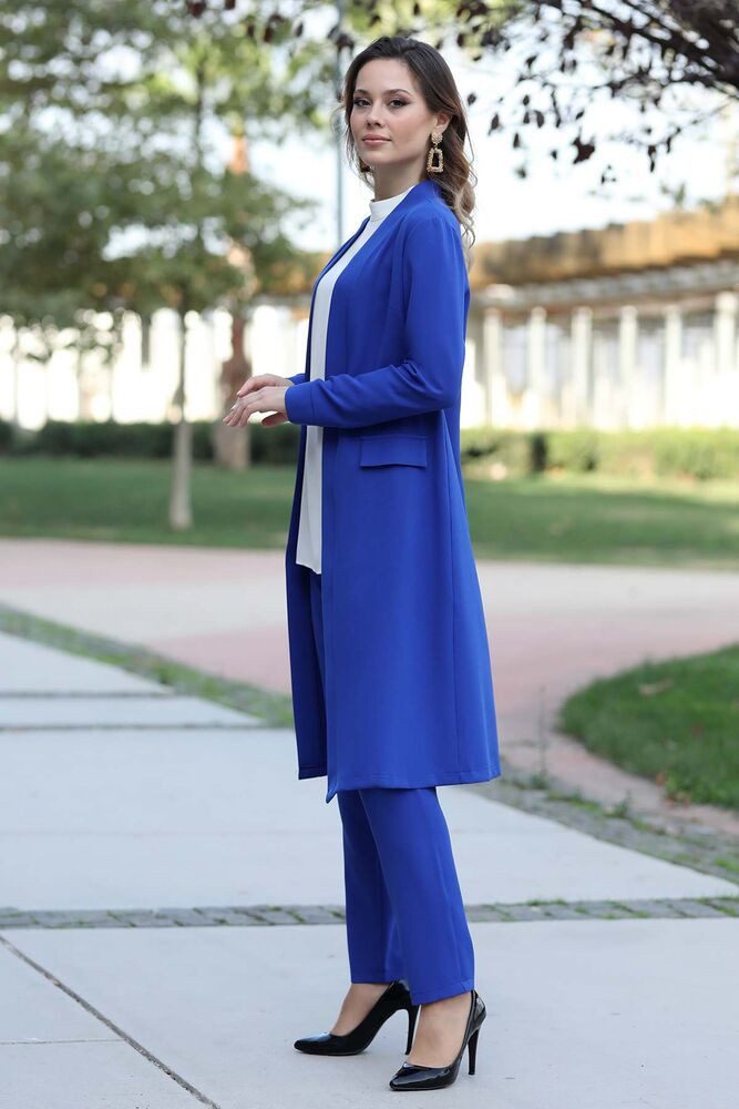 Modavitrini Hosenanzug Zweiteiler Damen Anzug Langarm Longblazer mit Hose M günstig online kaufen