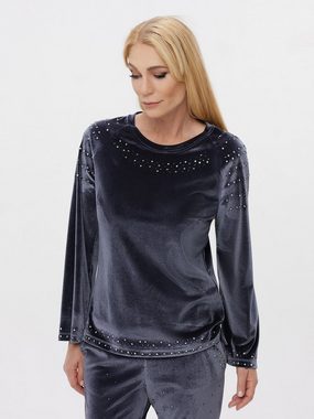 Sarah Kern Langarmshirt Samtpullover figurumspielend in Velvetoptik