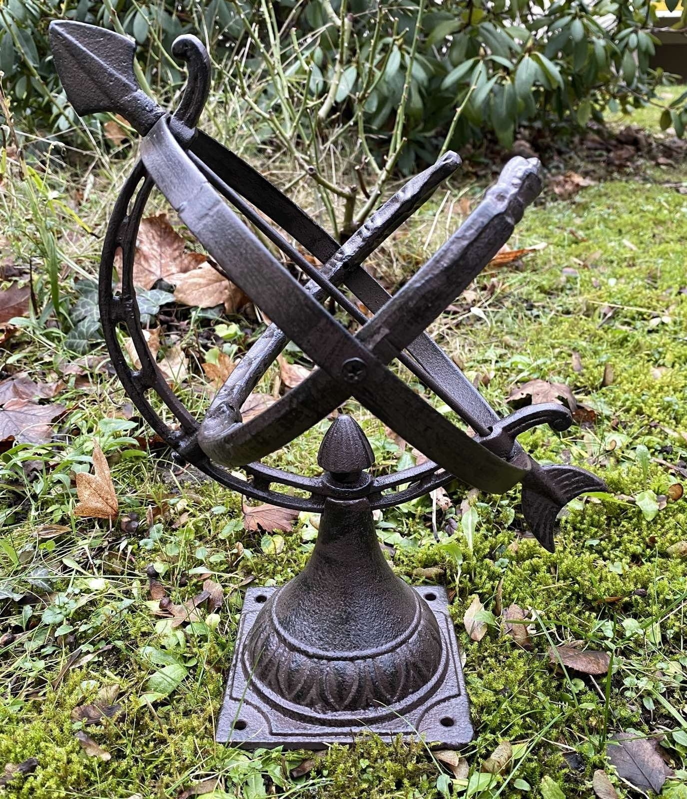 Garten braun 32cm Eisen Sonnenuhr Gartenfigur Nostalgie Dekoration Antik-Stil Aubaho Sonne