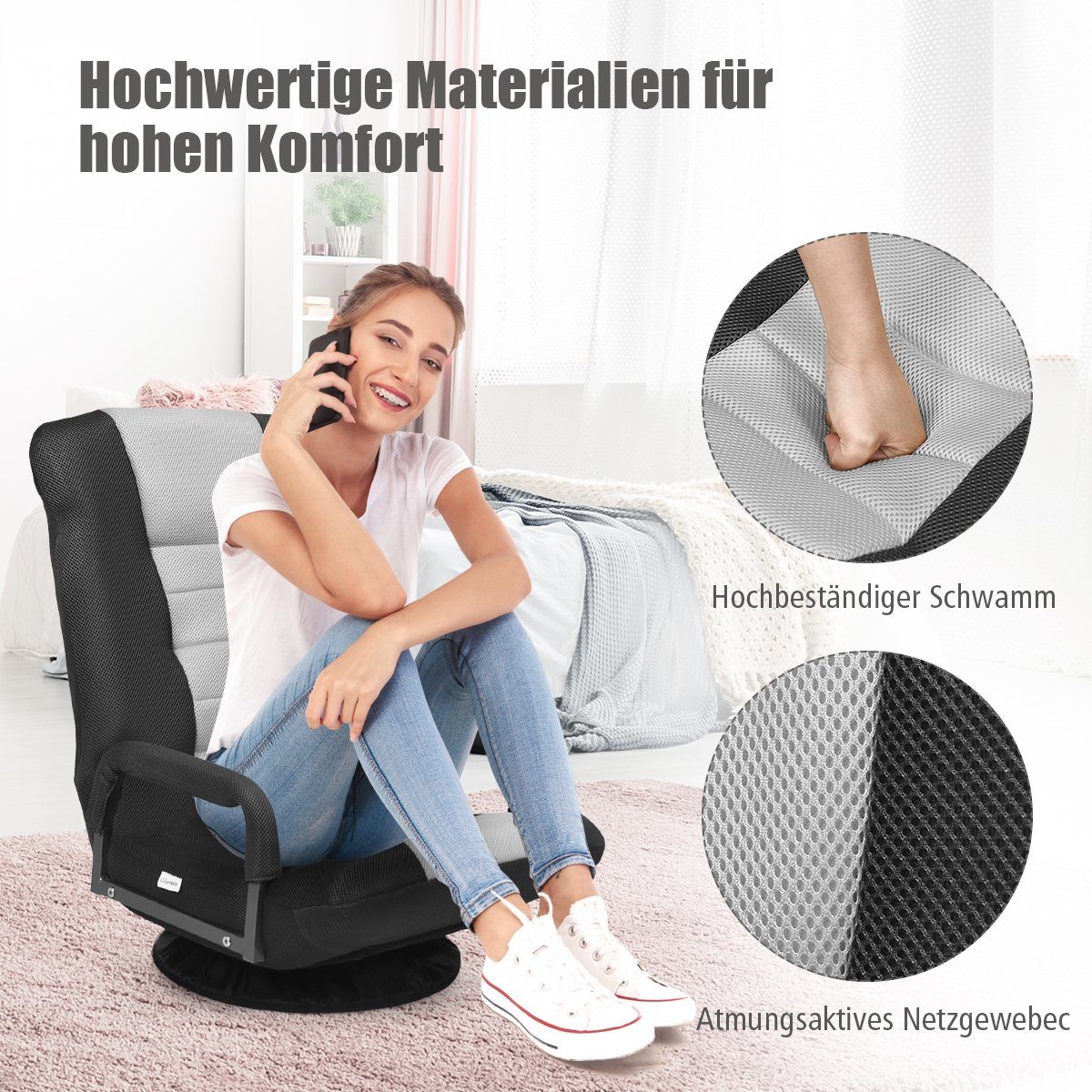 COSTWAY Relaxsessel, Bodensessel mit verstellbarer Rückenlehne,drehbar günstig online kaufen