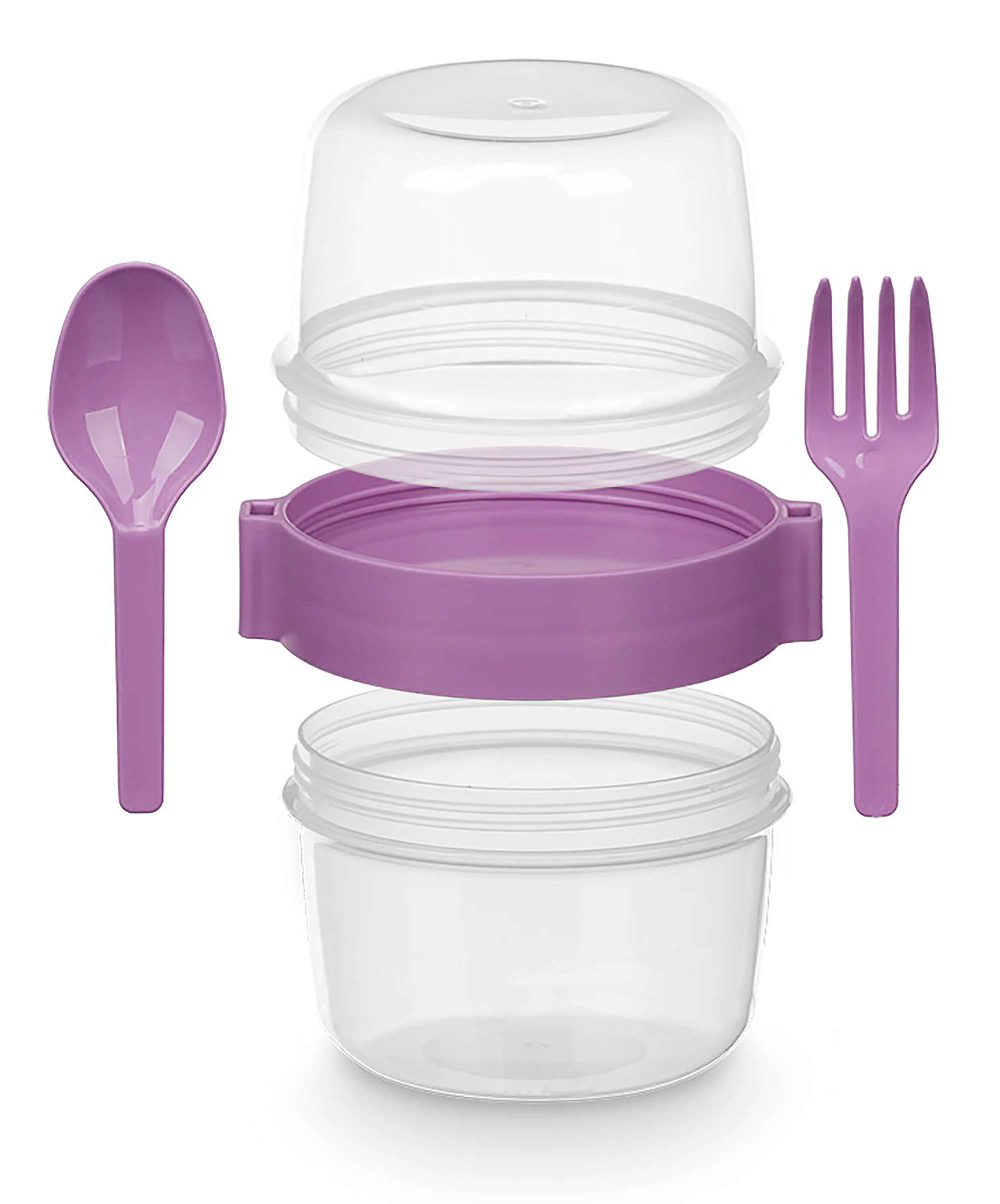 Leknes Müslibox MÜSLIBECHER 800ml mit Löffel Gabel Deckel Müsli to go 97 (Lila), Joghurtbecher Becher Yoghurt Obst Lunchbox