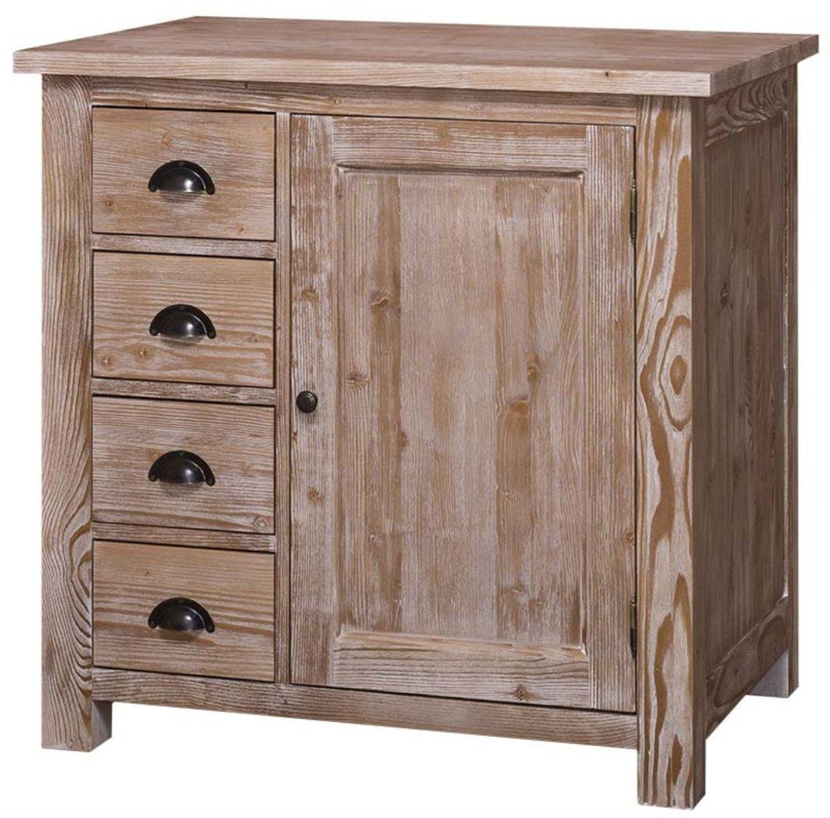 Casa Padrino Küchenbuffet Landhausstil Küchenschrank Naturfarben 92 x 65 x H. 90 cm - Küchen Unterschrank mit Tür und 4 Schubladen