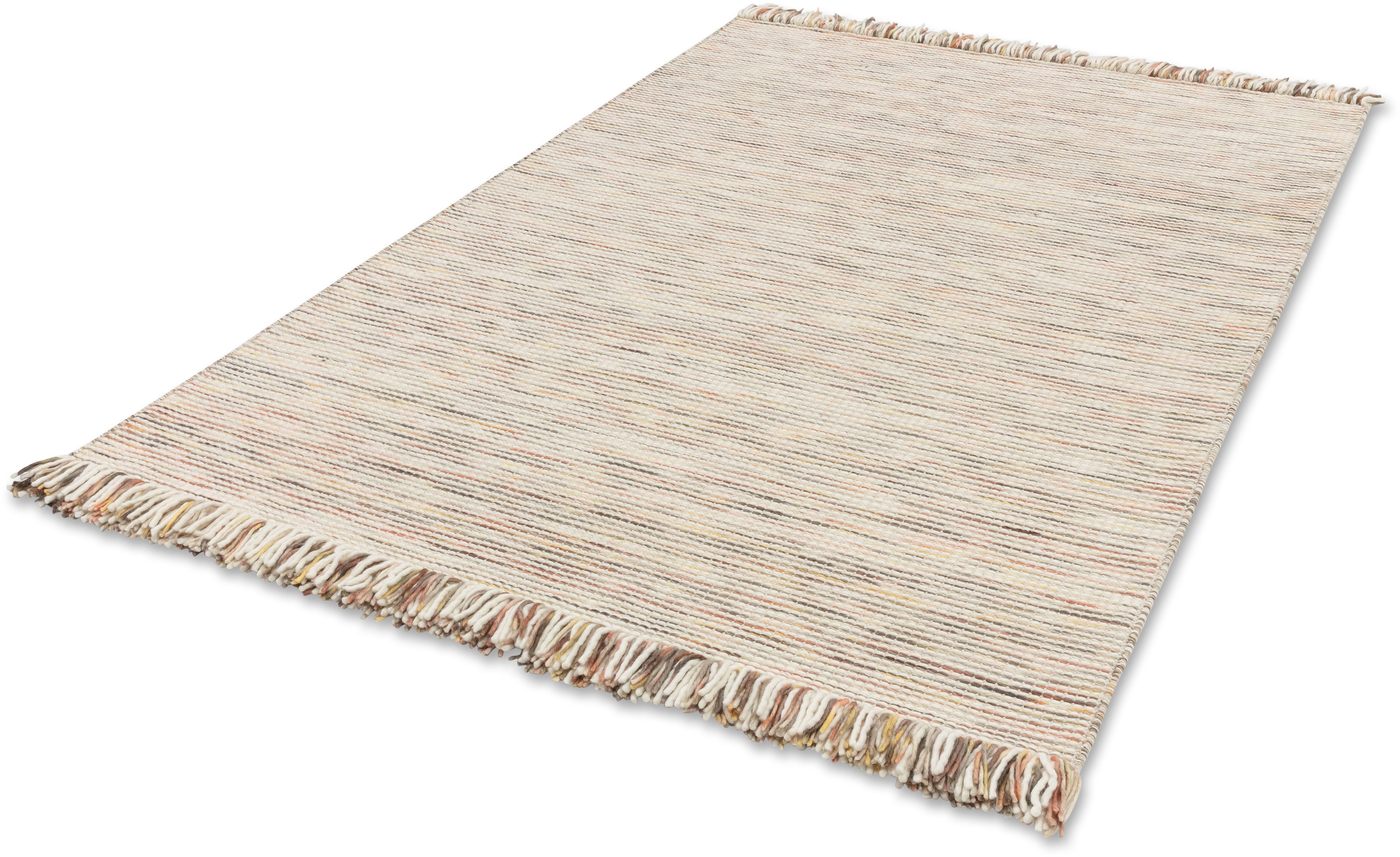 SCHÖNER WOHNEN-Kollektion Teppich Arina, rechteckig, Höhe: 10 mm, 80% reine Wolle, gewebte Struktur, meliert, mit Fransen, Wohnzimmer