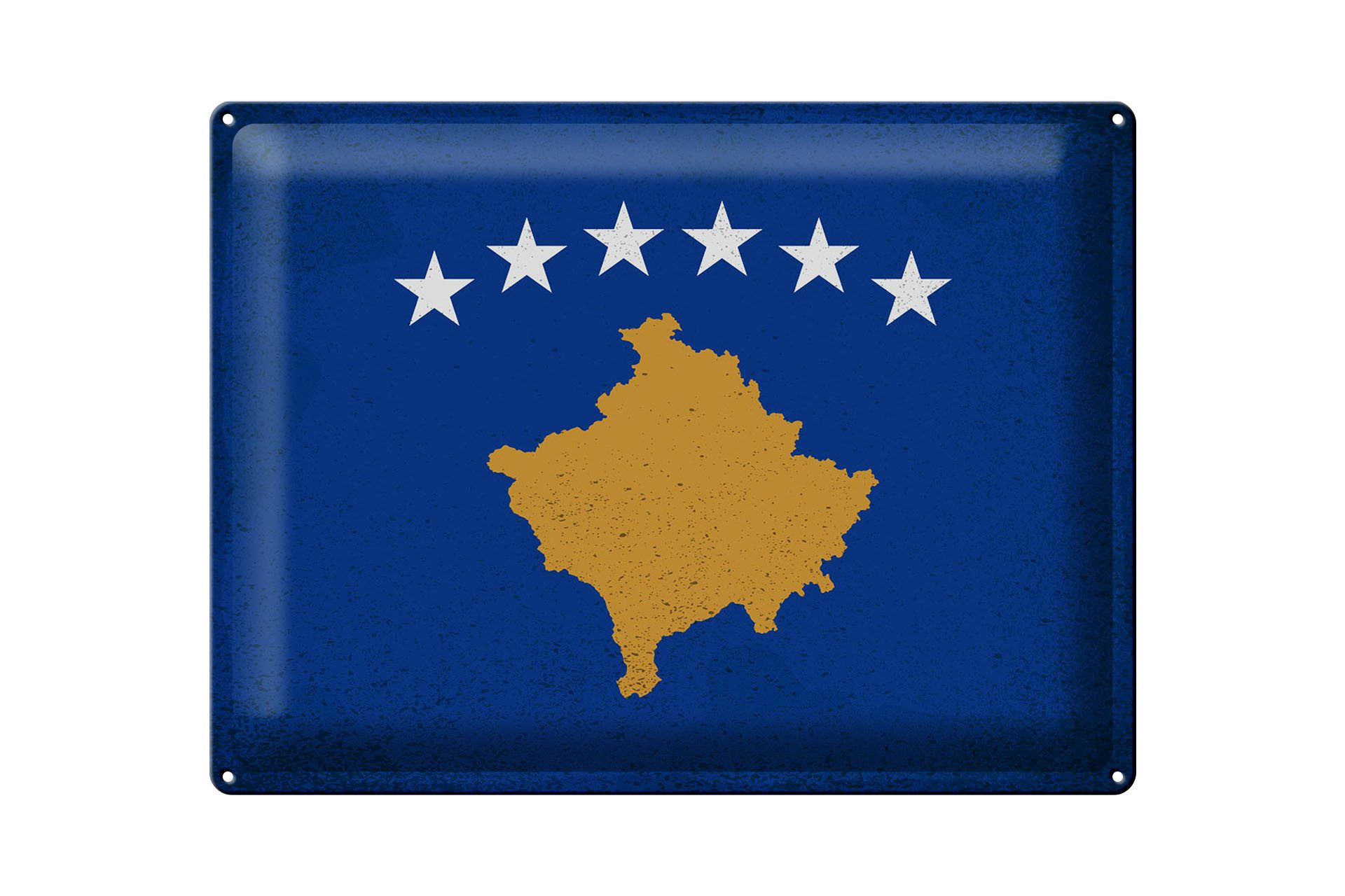 Metallschild Flagge Kosovo 40x30cm Flag of Kosovo Vintage