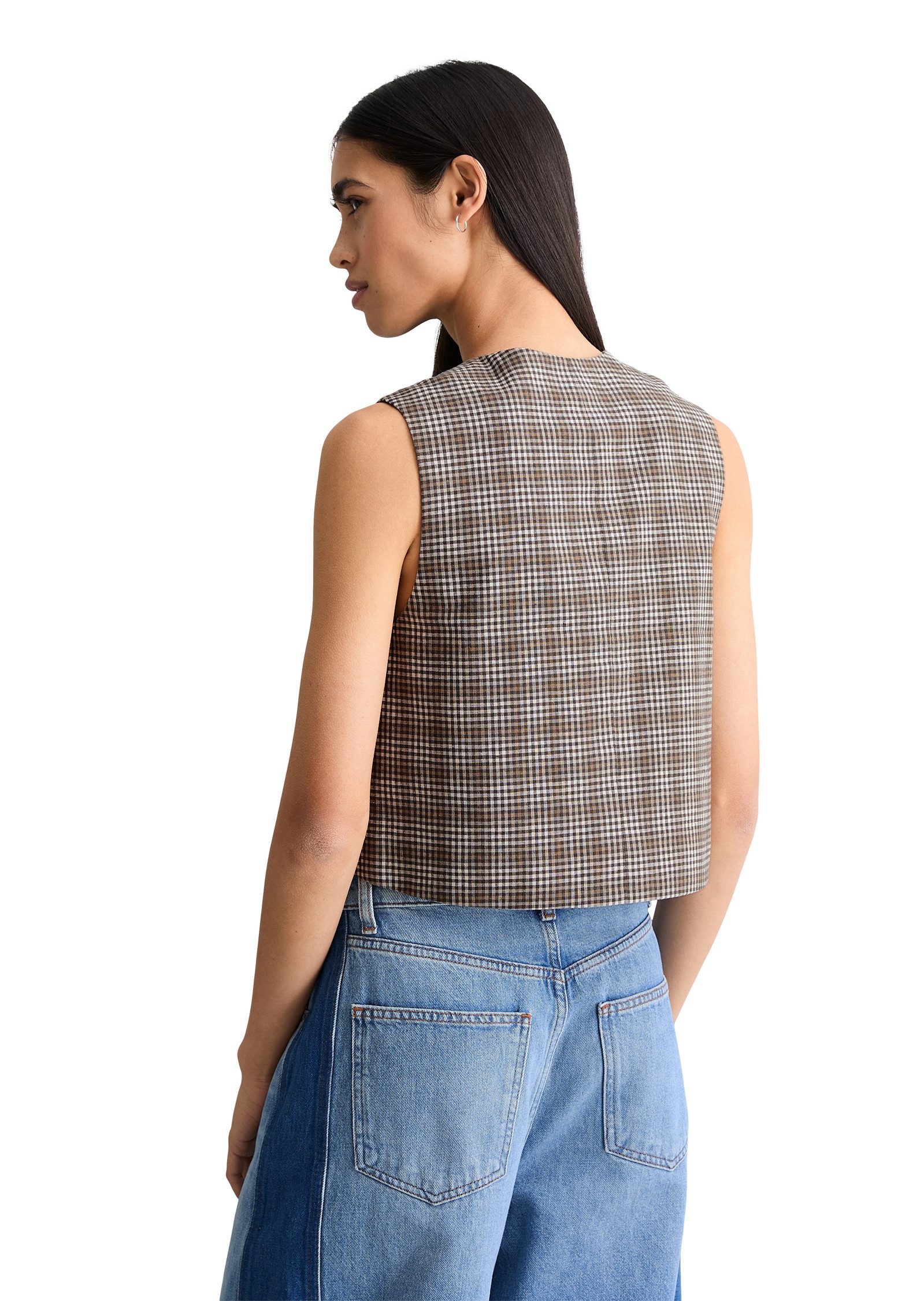 Marc O'Polo DENIM Kurzweste aus Organic Cotton-Leinen-Mix