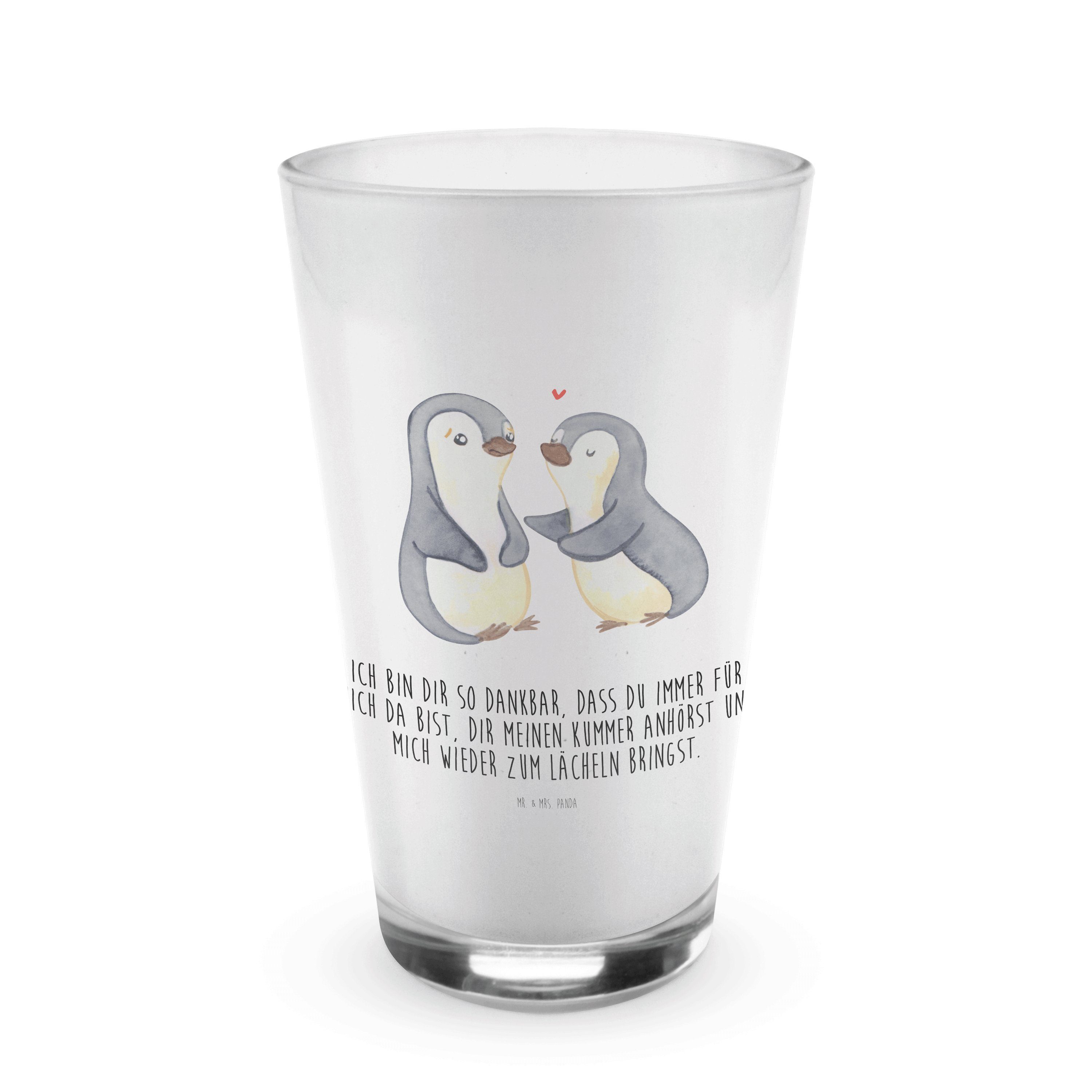 Mr. & Mrs. Panda Glas Pinguine trösten - Transparent - Geschenk, Heiratsantrag, Cappuccino, Premium Glas