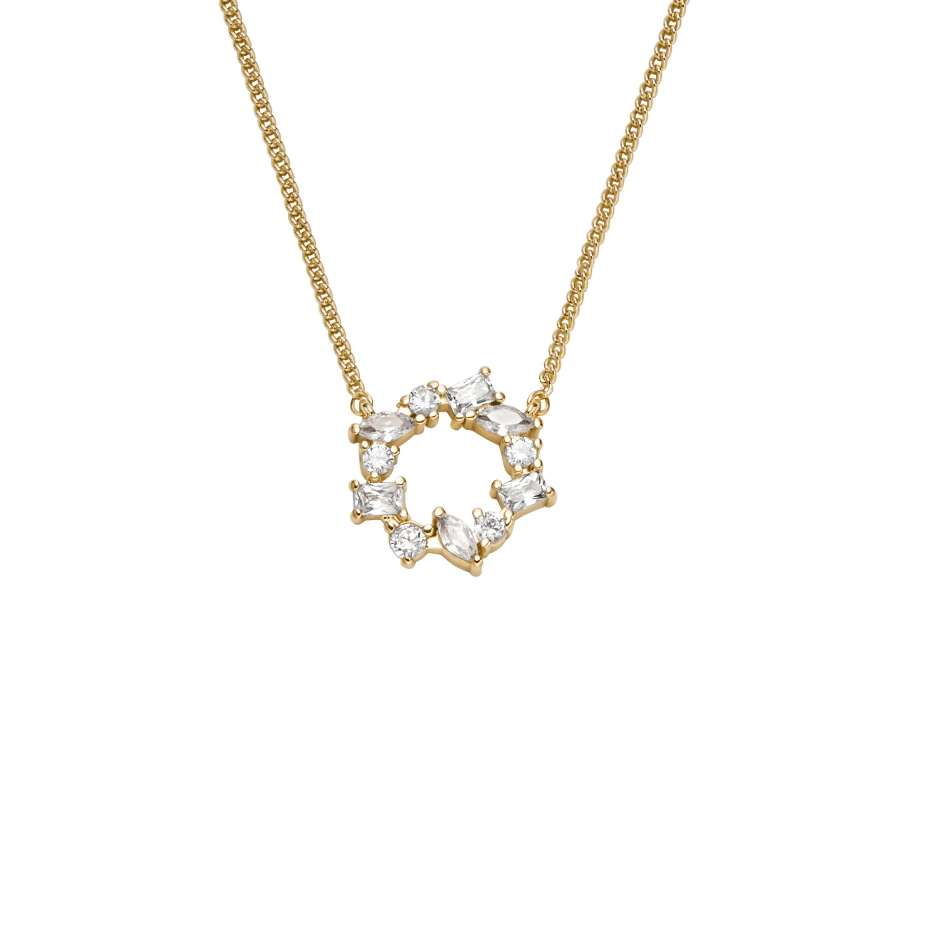 Fossil Kette mit Anhänger Schmuck Geschenk Metall ELLIS, mit Zirkonia (synth)
