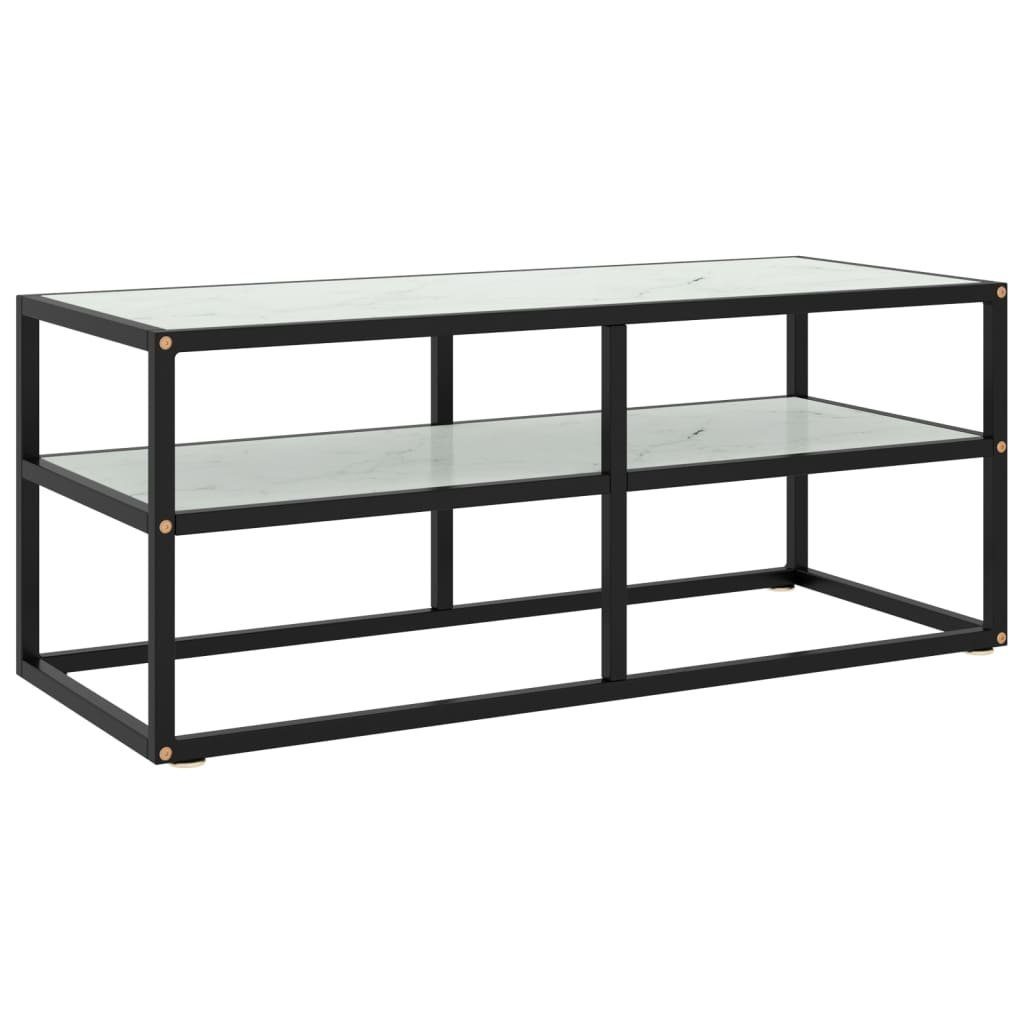 vidaXL TV-Schrank TV-Schrank Schwarz mit Hartglas Marmor-Optik 100x40x40 cm (1-St)