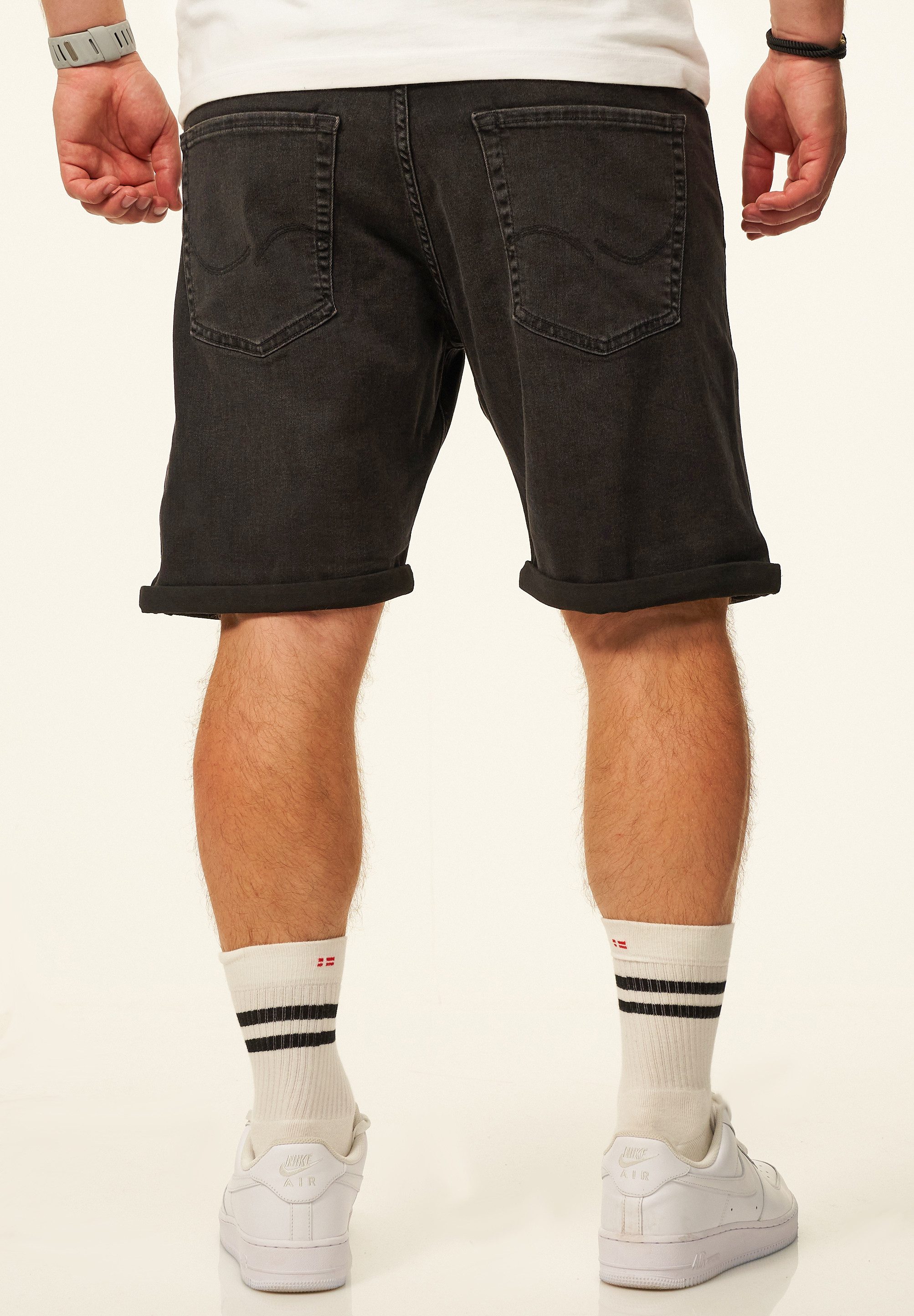 Jack & Jones Jeansshorts RICK Kurze Hose Original Denim mit Stretch Kurze Jeanshose im Destroyed Look & Regular-Fit für Herren – Bild 4 von 4