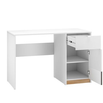 Lomadox Jugendzimmer-Set TIMARU-131, (Sparset, 2-tlg), in weiß mit Eiche und grau, inkl. Schreibtisch