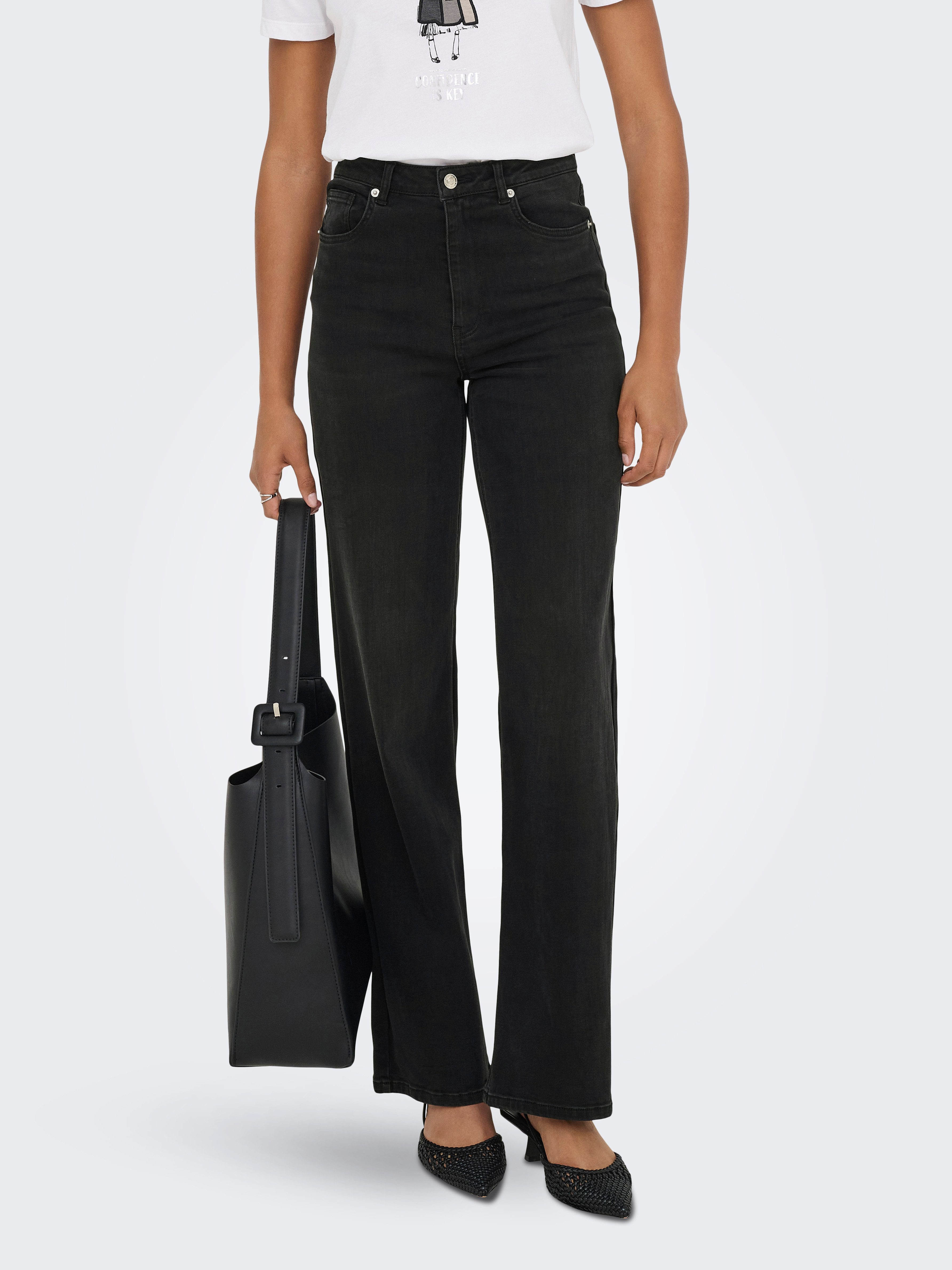 ONLY High-waist-Jeans ONLJUICY-WAUW HW WIDE DNM GUA006 NOOS hohe Taille, weite Beinform, washed black